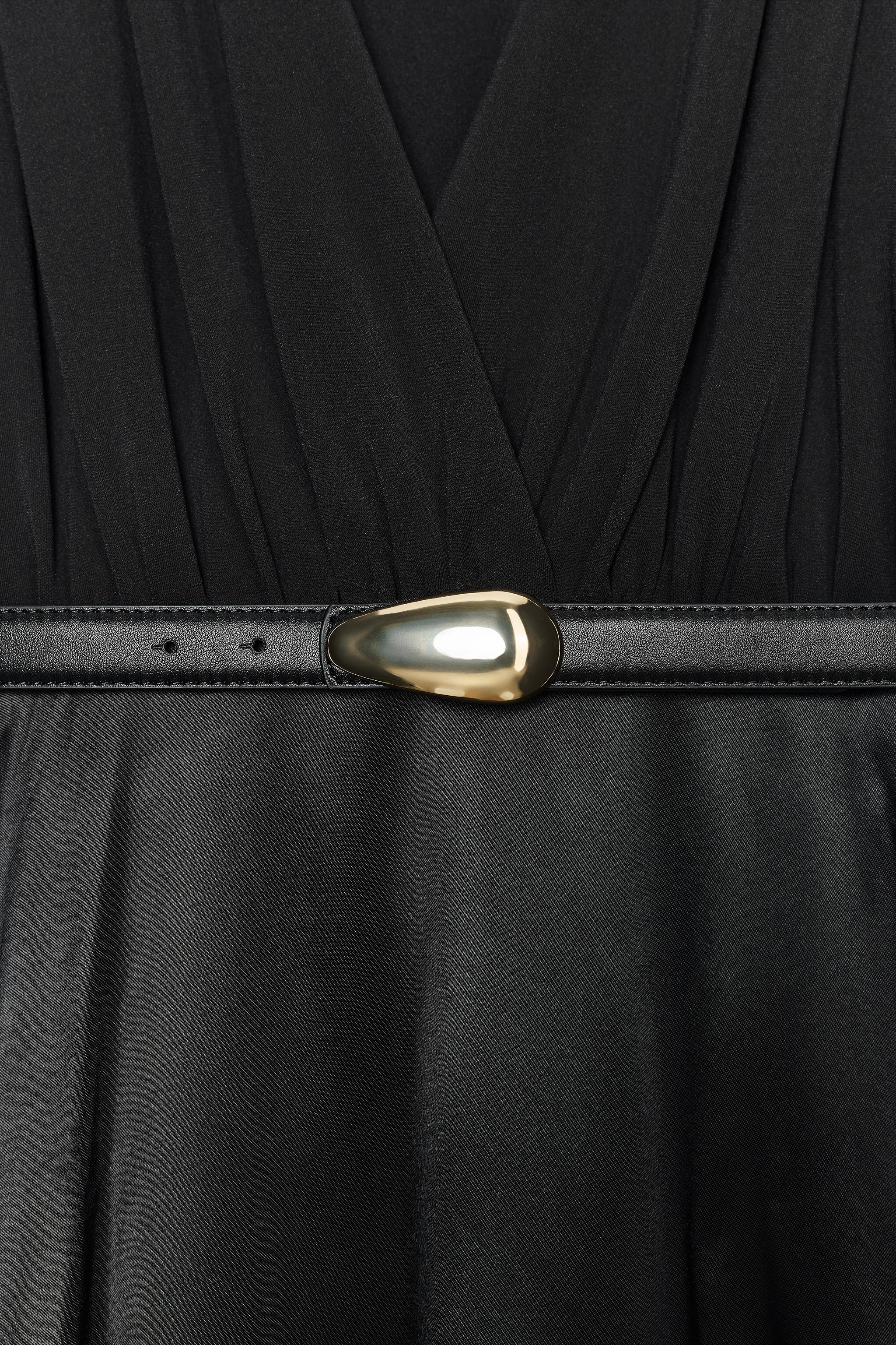 BELTED COMBINATION MIDI DRESS