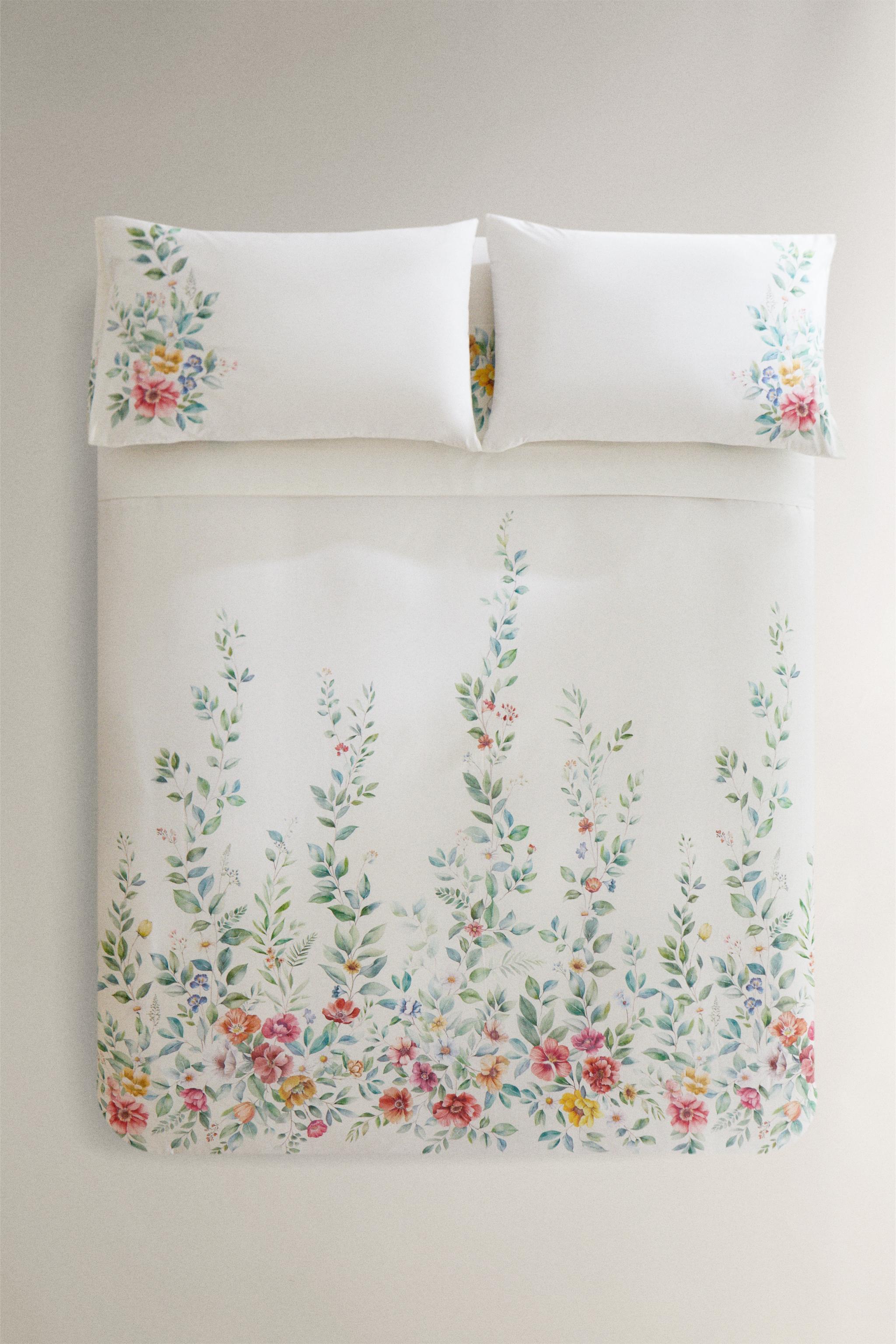 FLORAL PRINT COTTON DUVET COVER