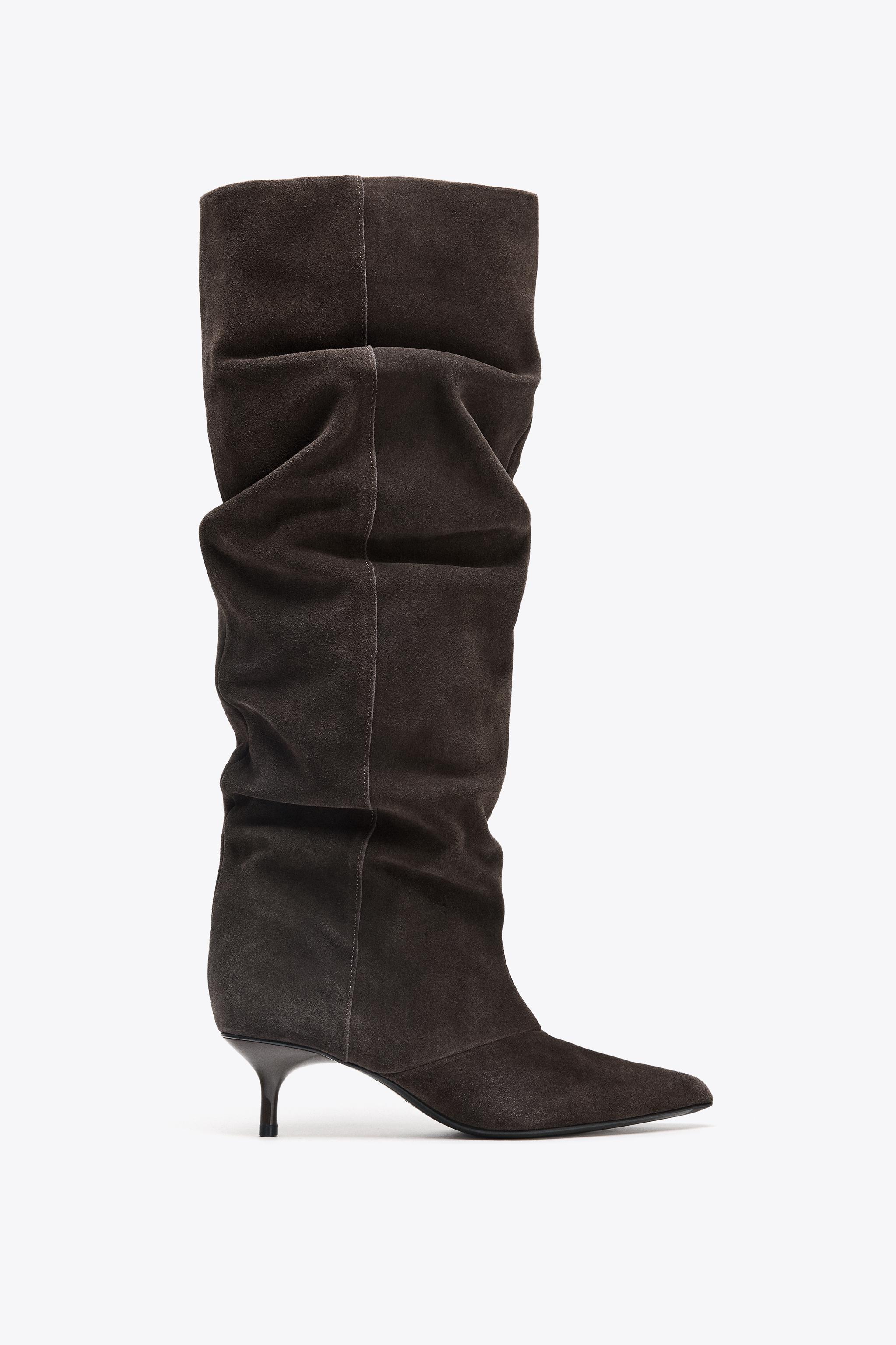 SUEDE KITTEN HEEL BOOT