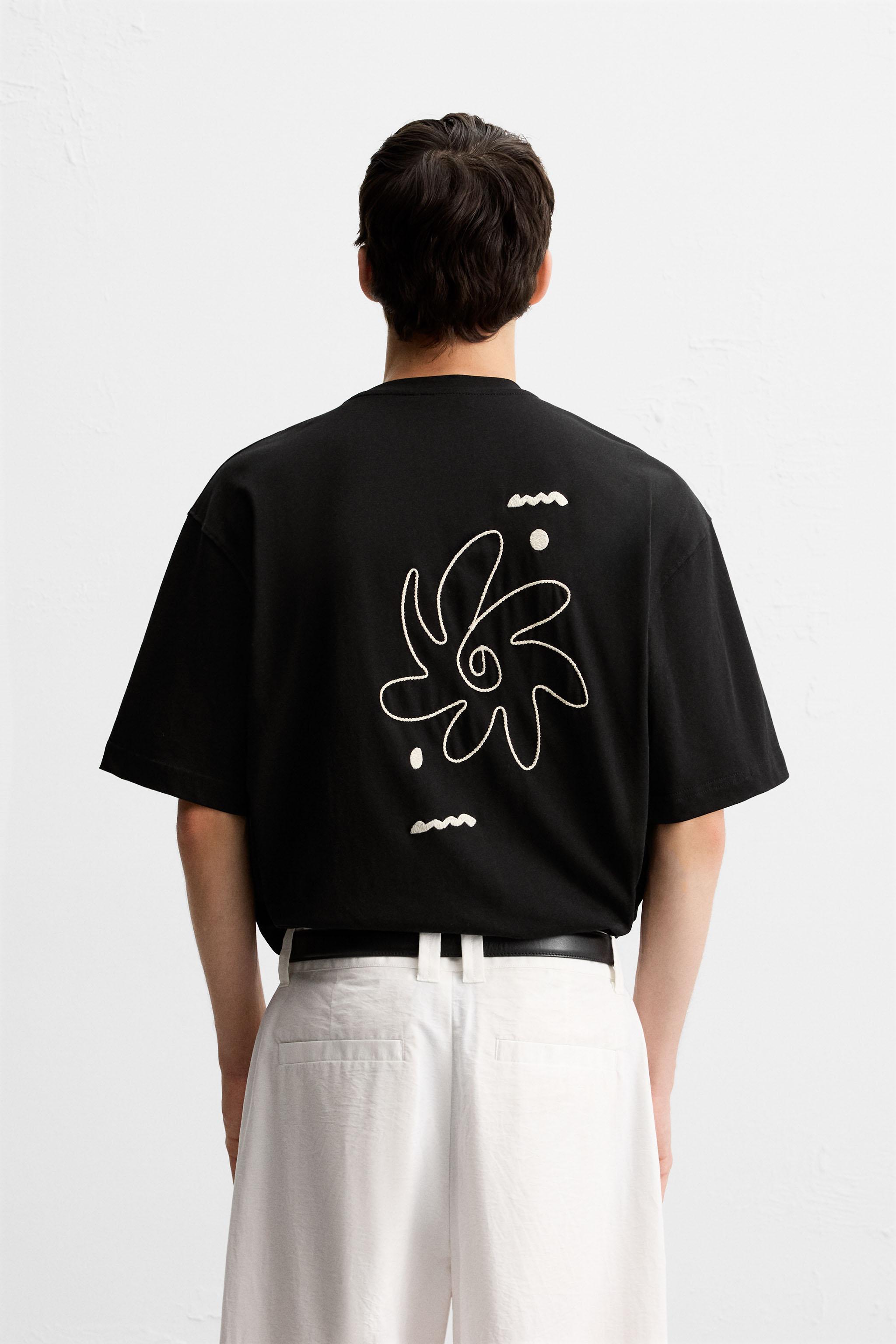 CONTRAST EMBROIDERY T-SHIRT