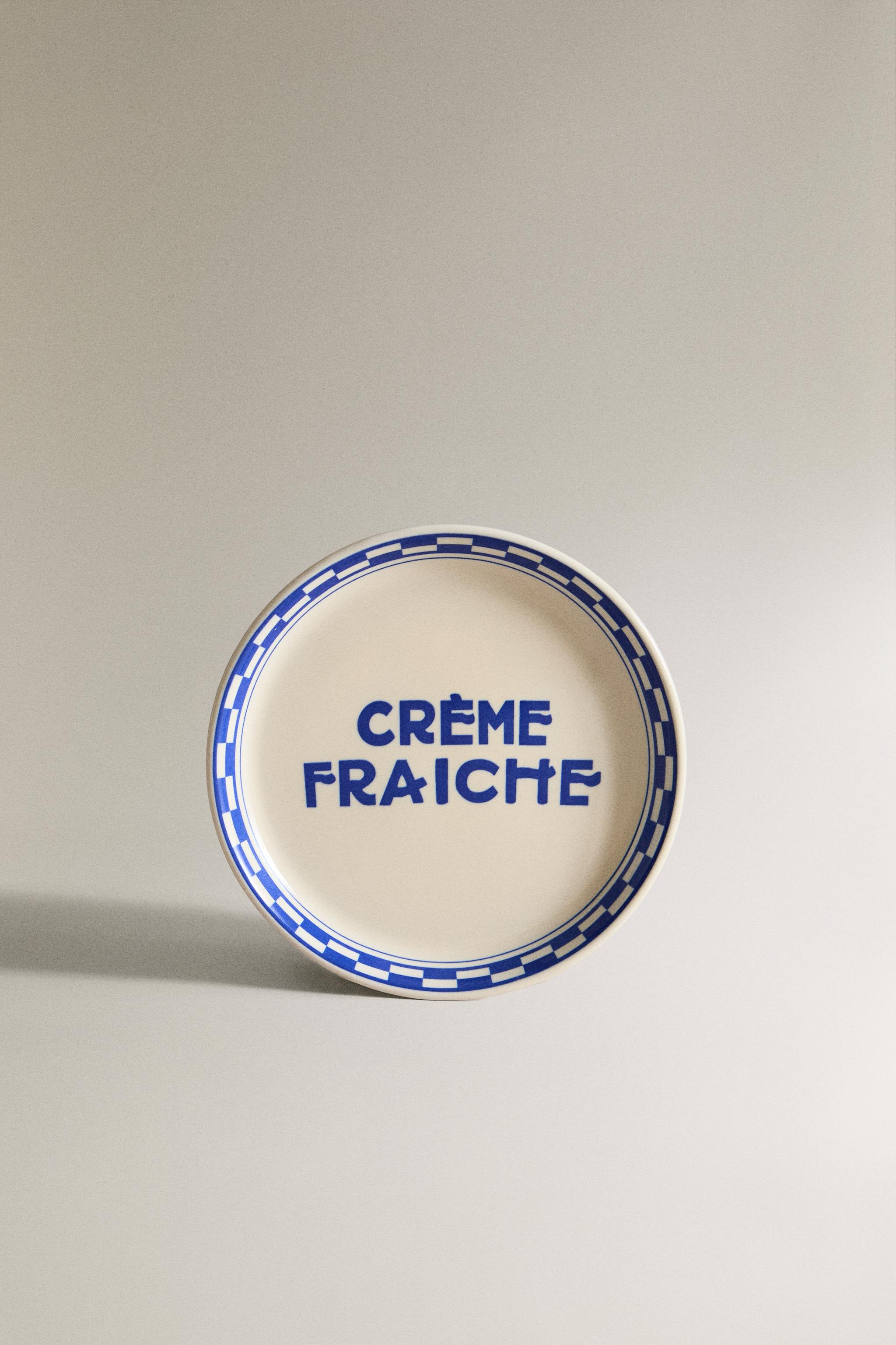 CERAMIC PLATE WITH CRÈME FRAICHE SLOGAN