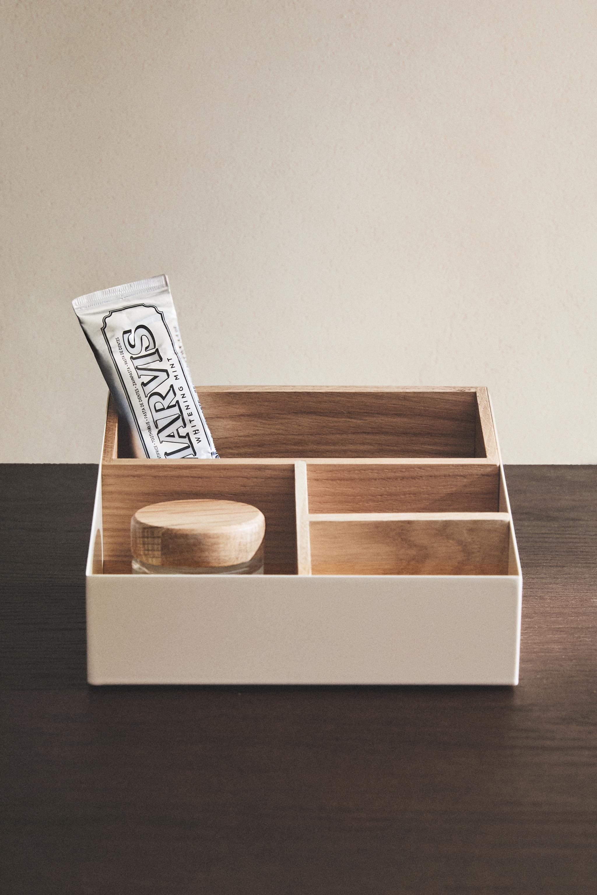 WOOD AND METAL ORGANIZER BOX