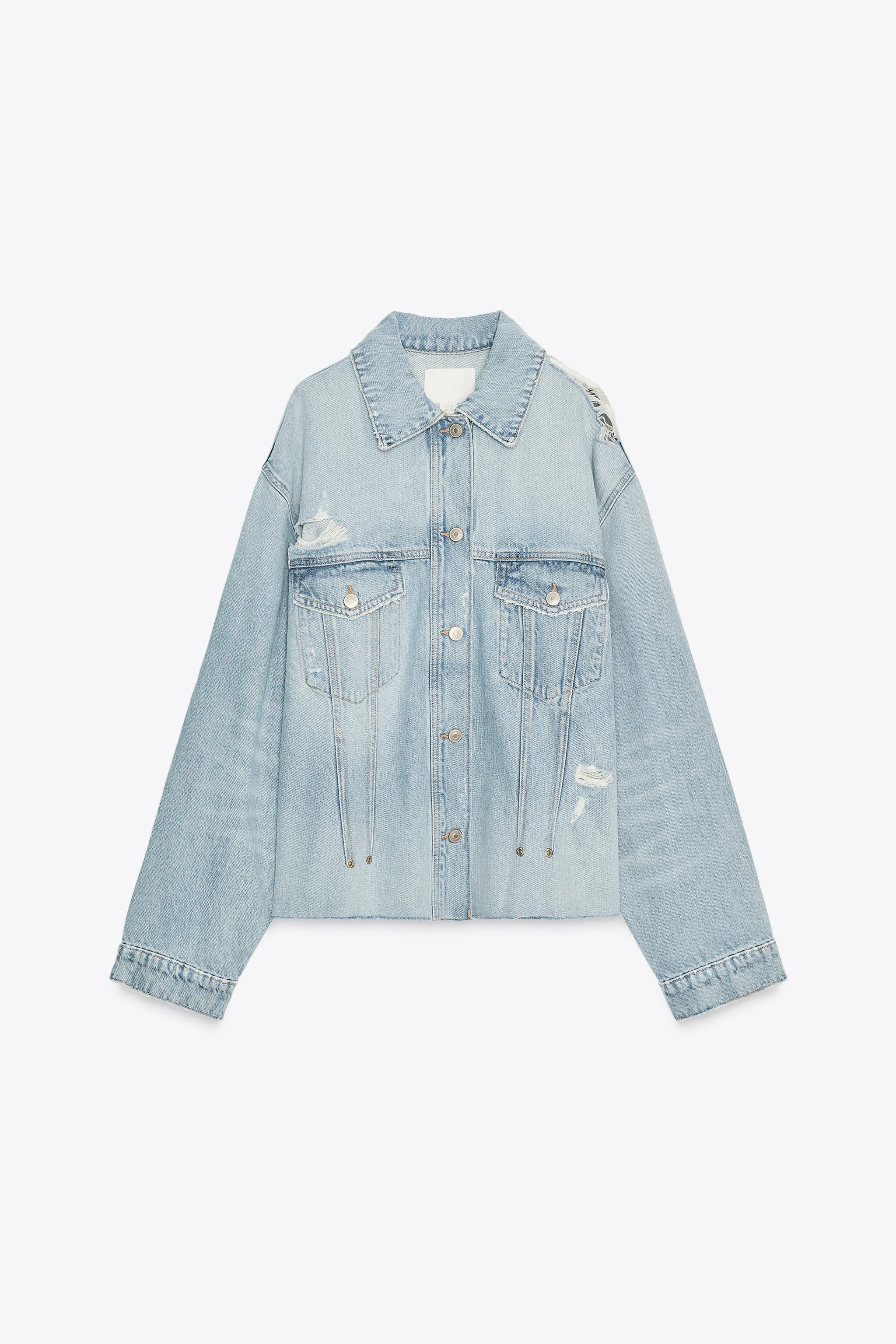 TRF RIPPED DENIM OVERSHIRT