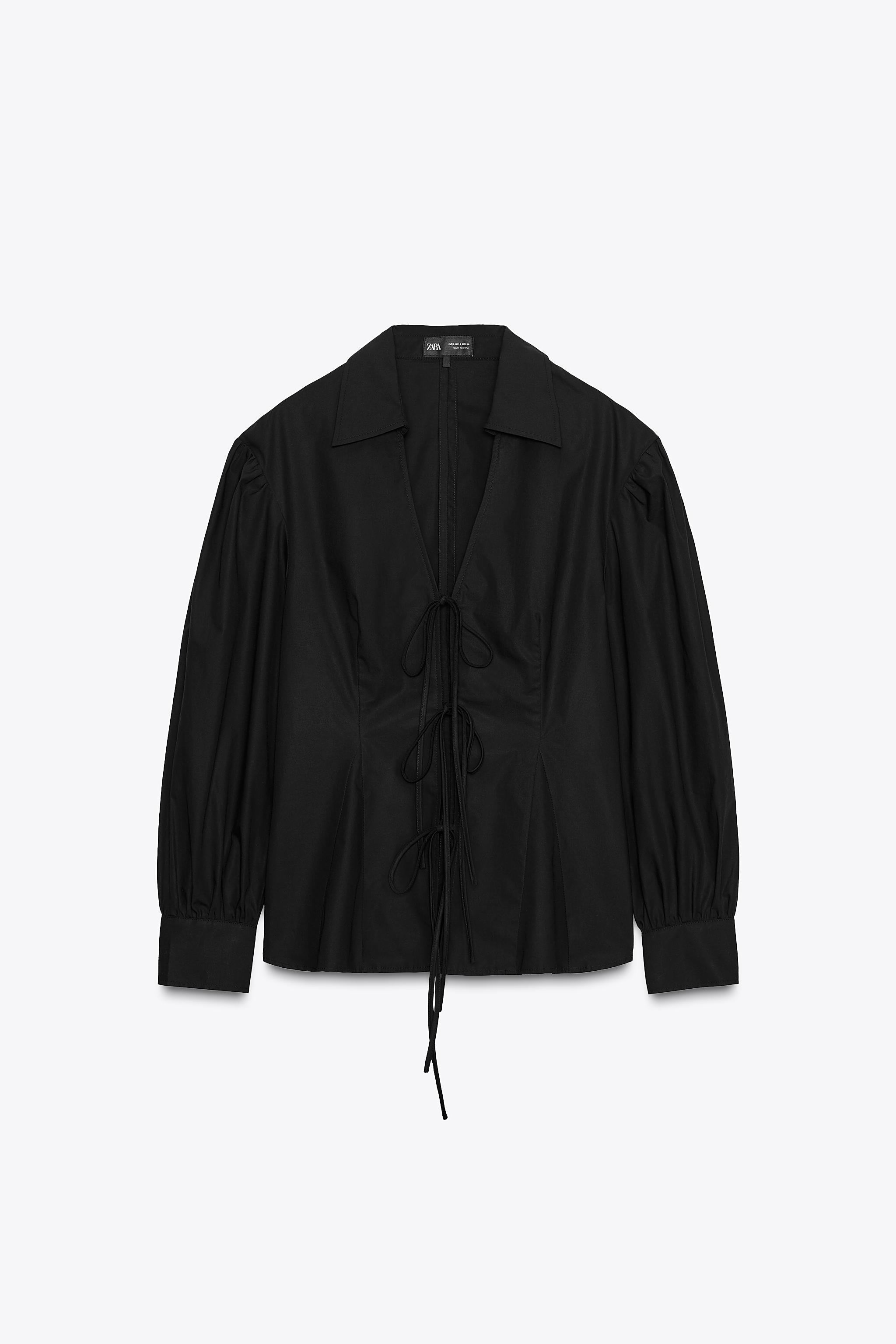 POPLIN SHIRT WITH TIES ZW COLLECTION