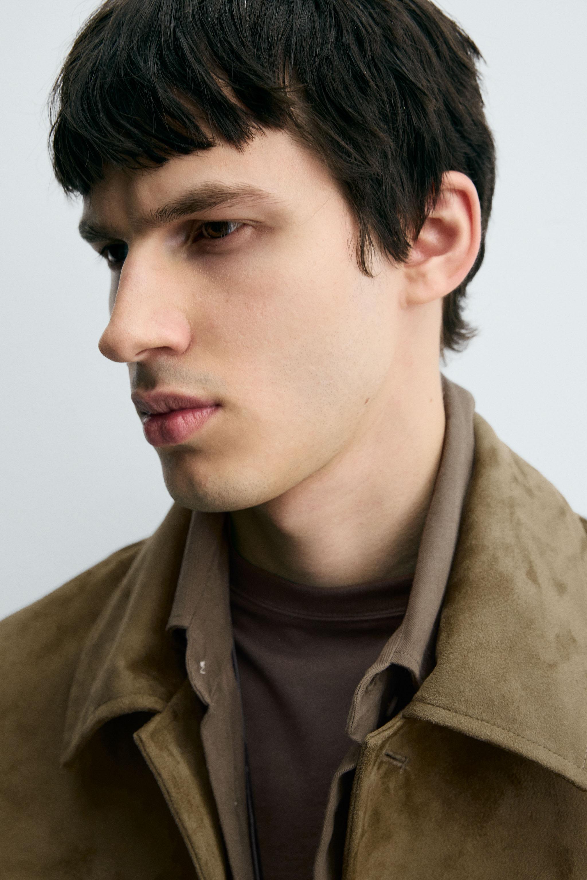 REGULAR FIT FAUX SUEDE JACKET