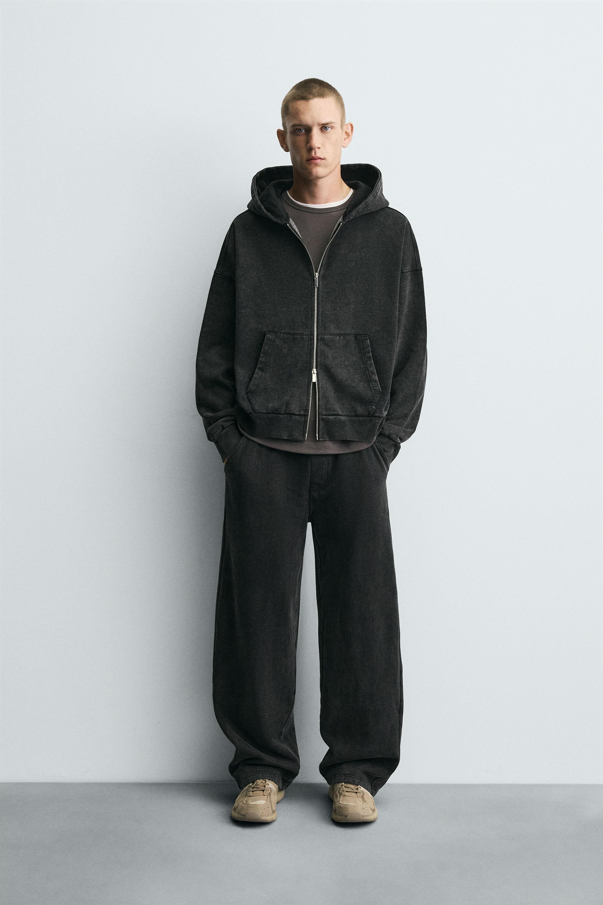 WASHED HOODED ZIP SWEATSHIRT