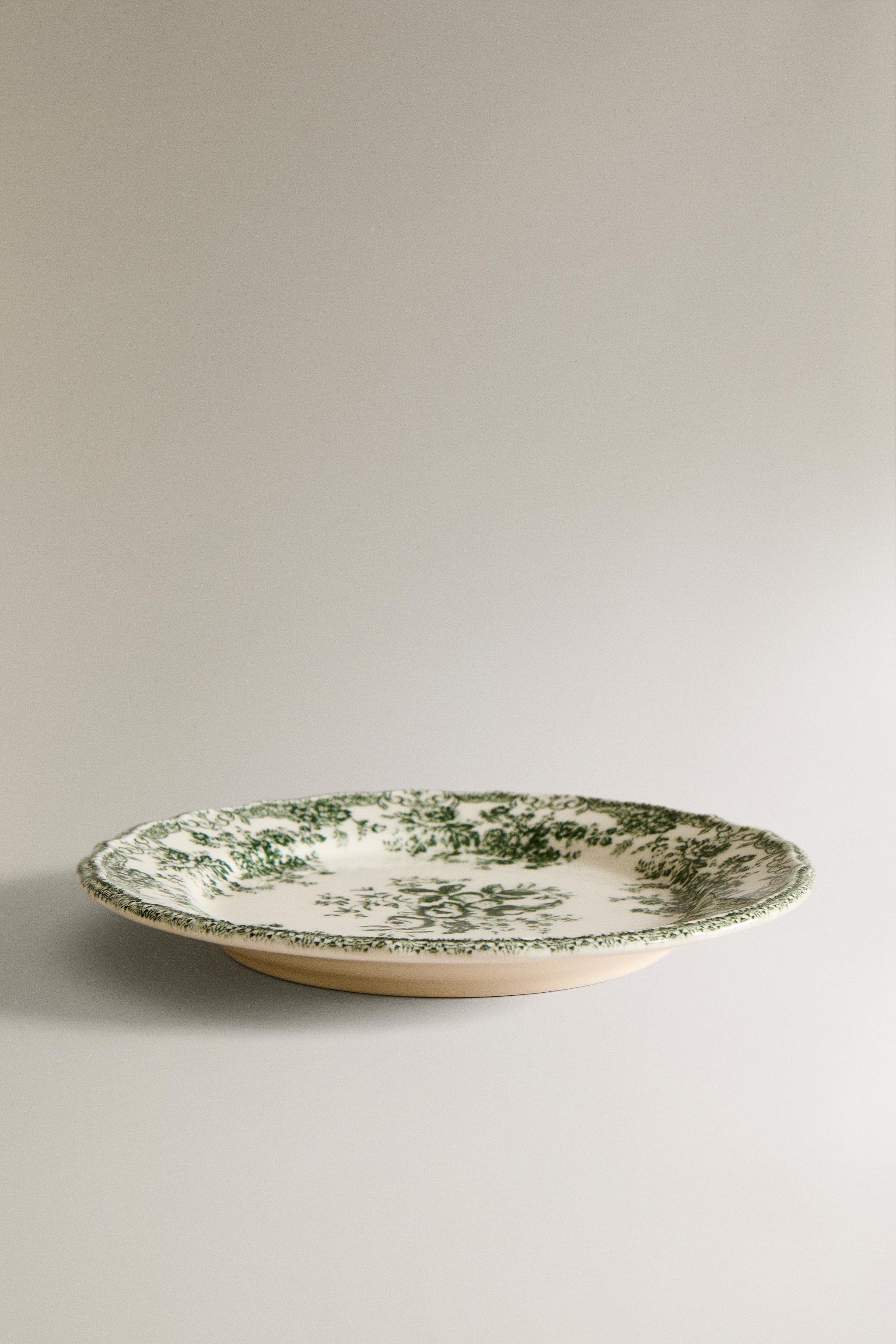 FLORAL EARTHENWARE DESSERT PLATE