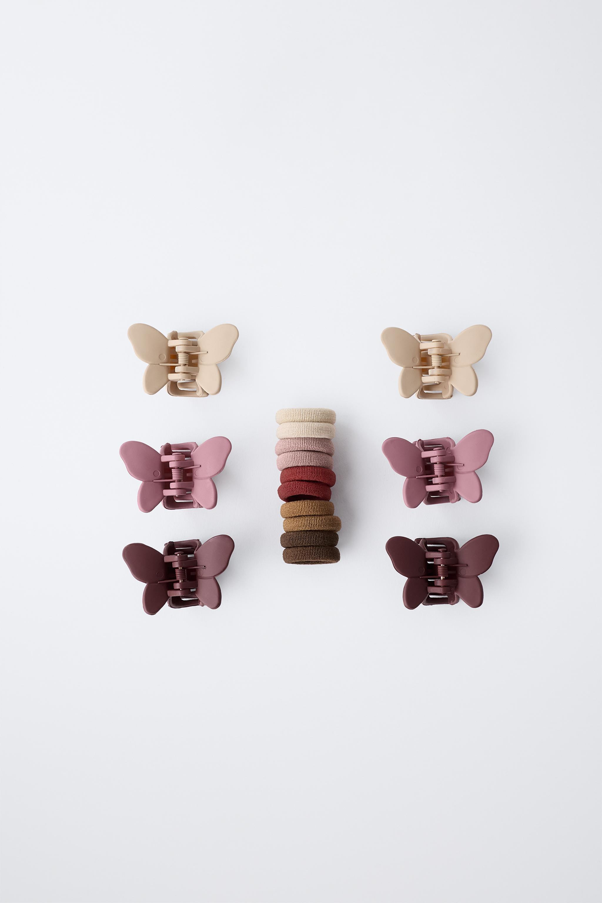 BUTTERFLY HAIR CLIP AND HAIR TIE BOX SET