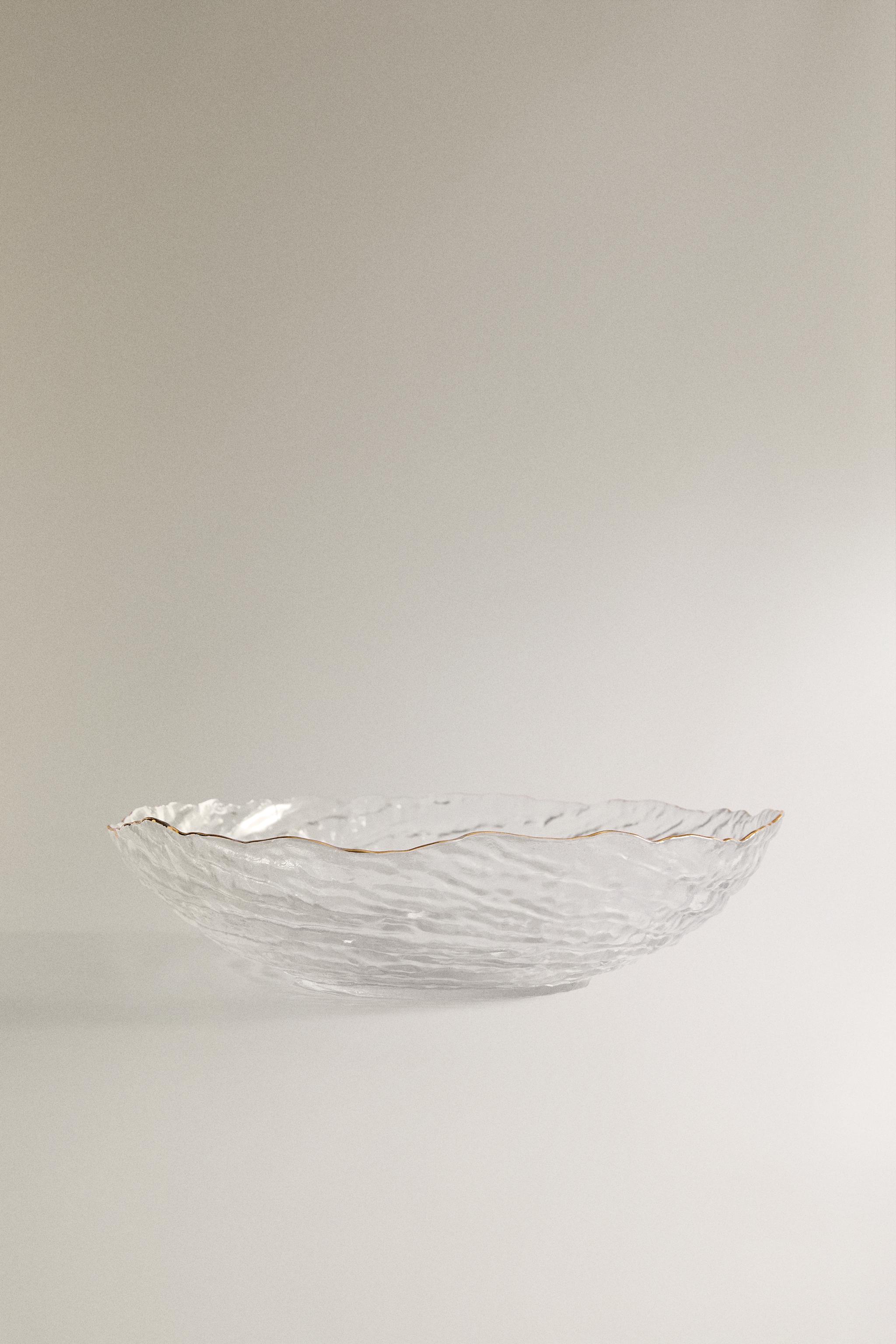 GLASS SALAD BOWL WITH A GOLDEN RIM