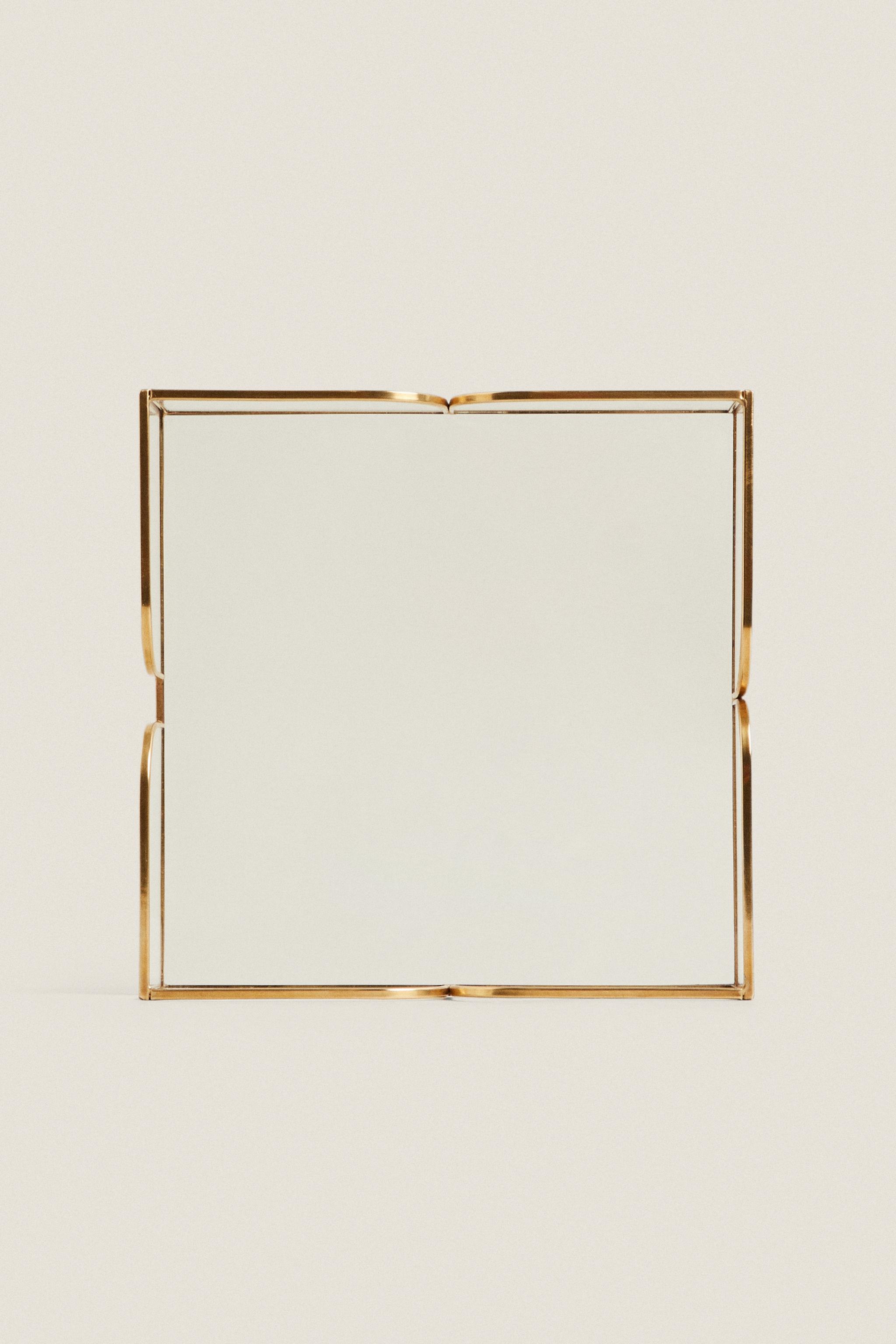 GLASS NAPKIN HOLDER WITH METAL TRIM