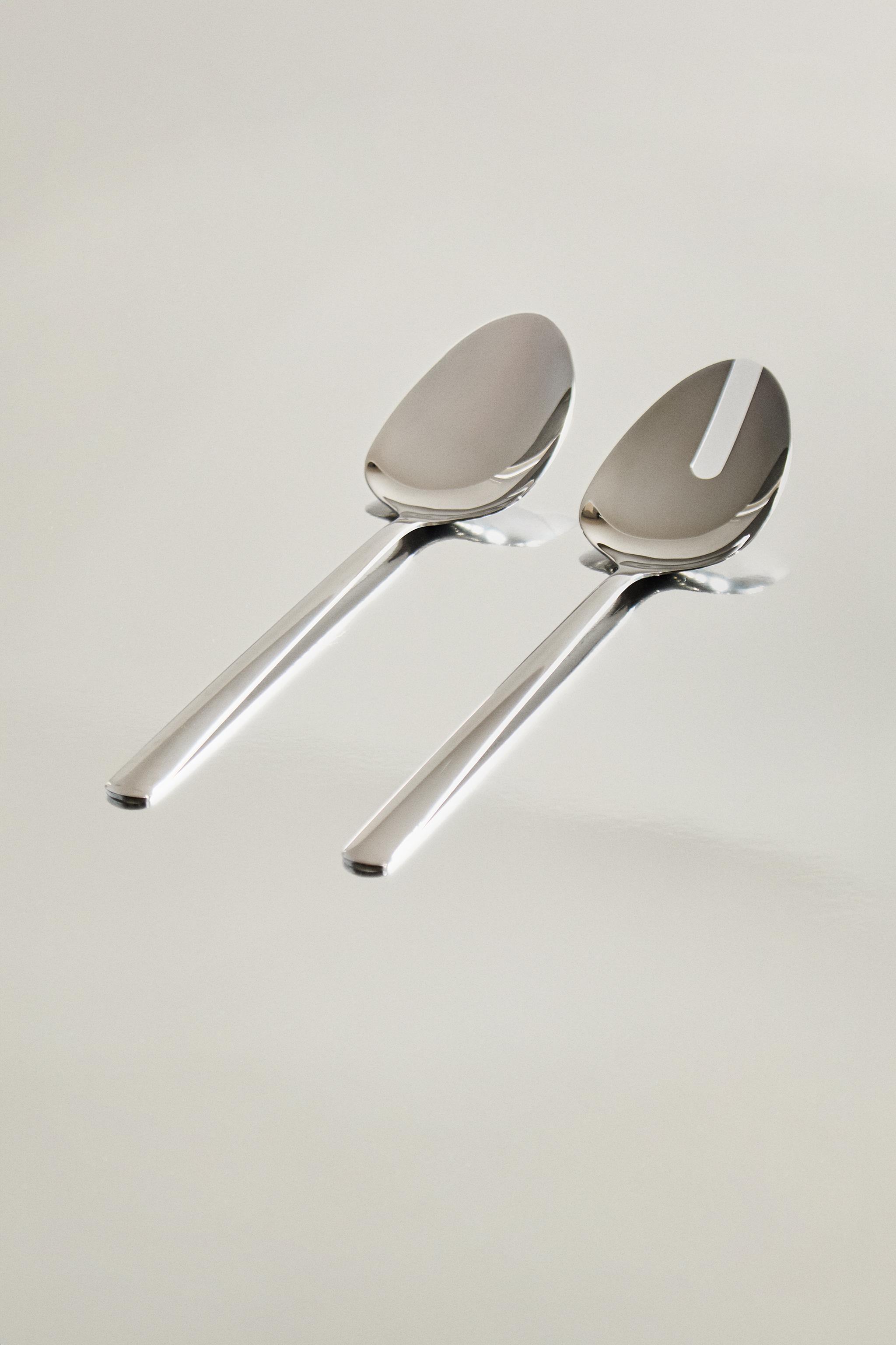 SET OF SHINY STEEL SALAD FLATWARE (SET OF 2)