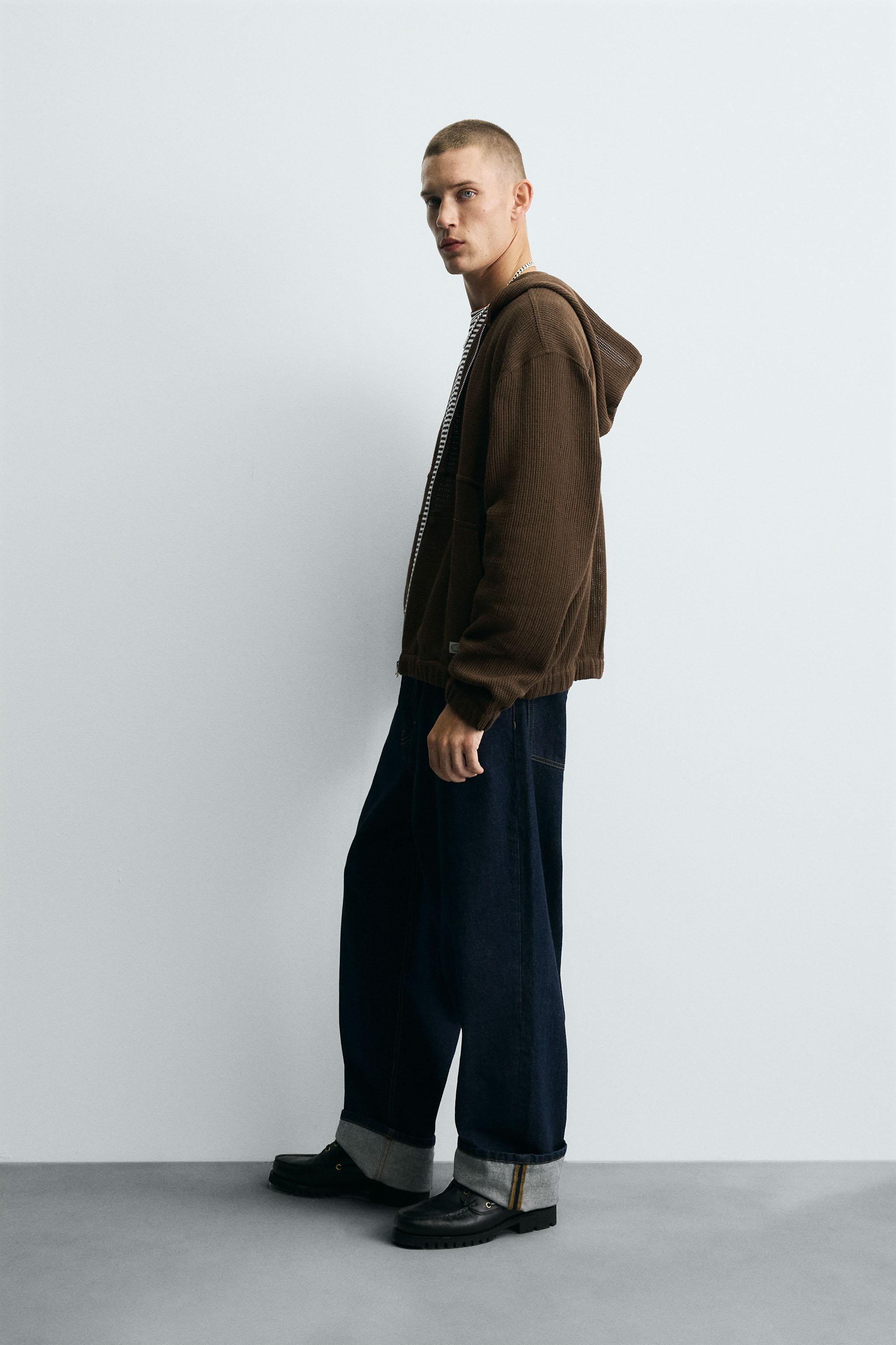 HOODED OPEN-KNIT OVERSHIRT