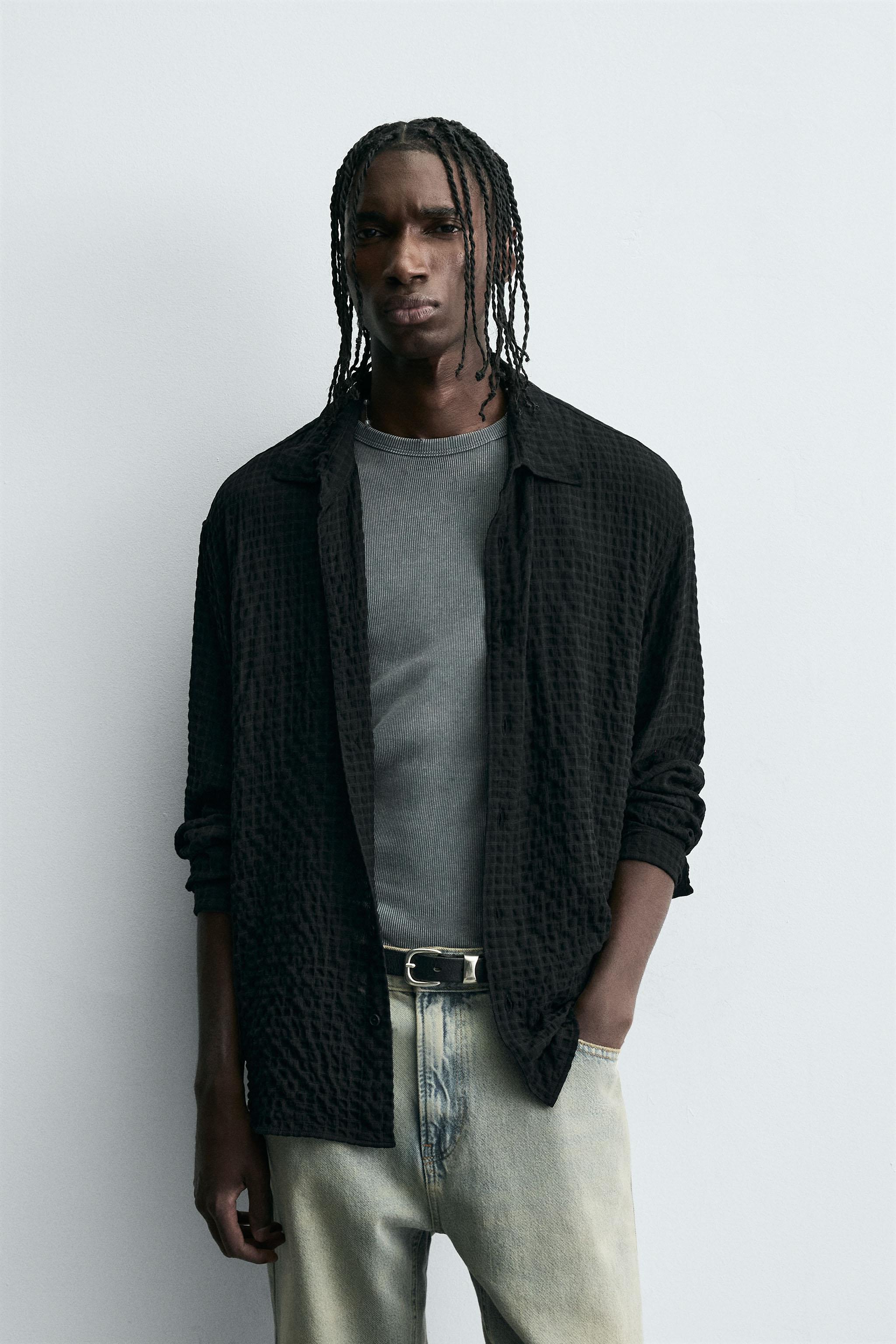 TEXTURED PLAID SHIRT