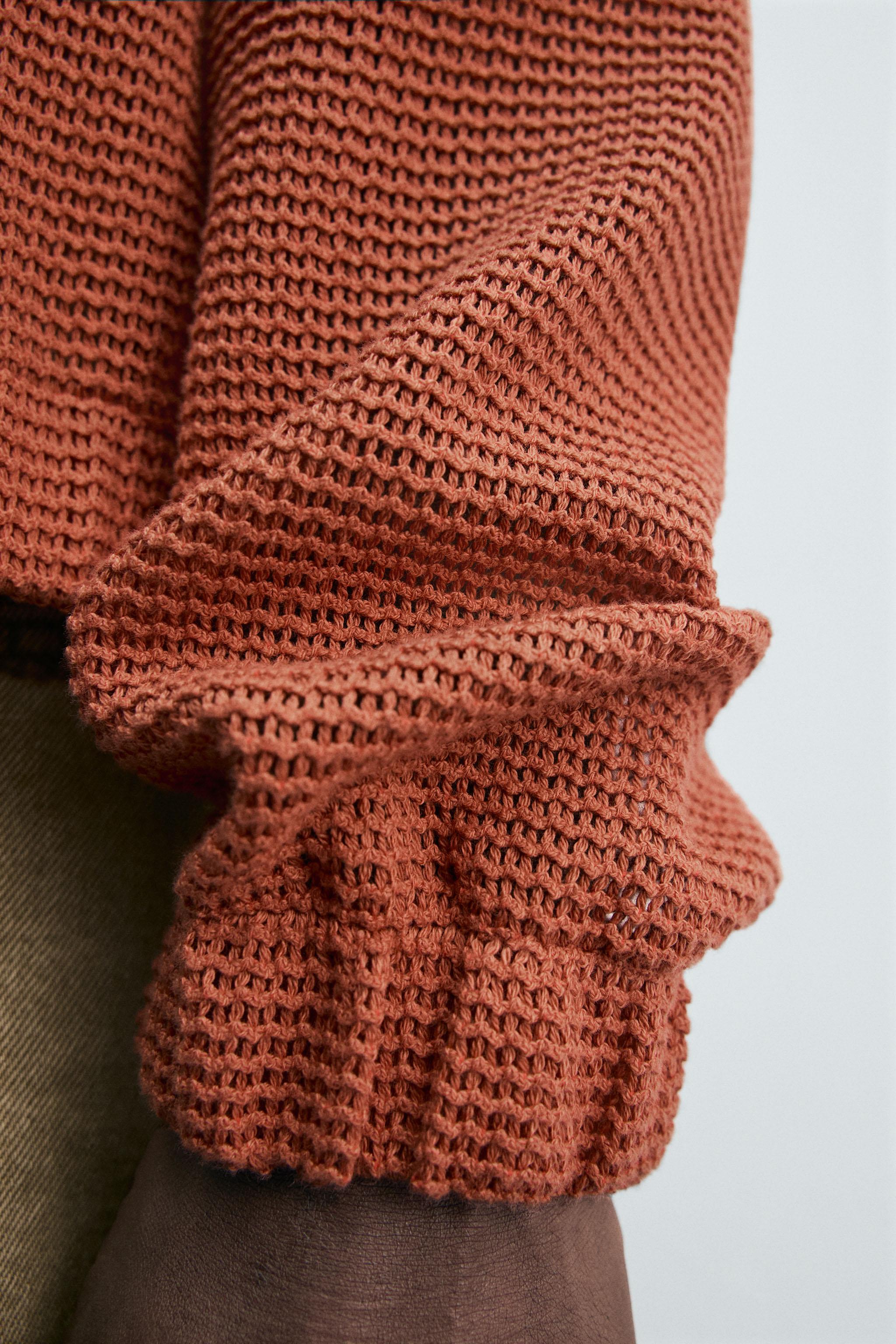 OPEN WEAVE HOODED SWEATSHIRT