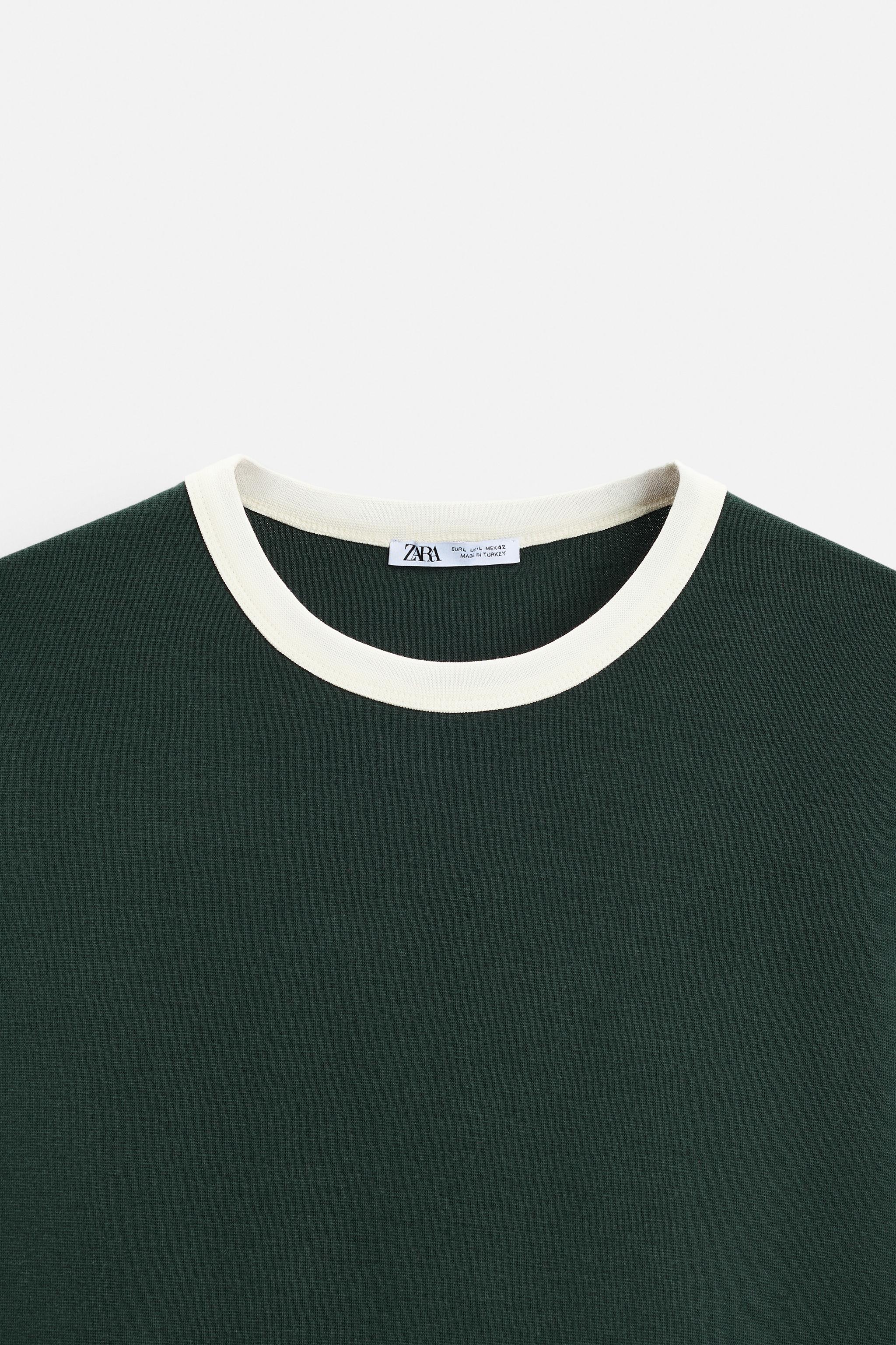 BASIC CONTRAST RIBBED T-SHIRT