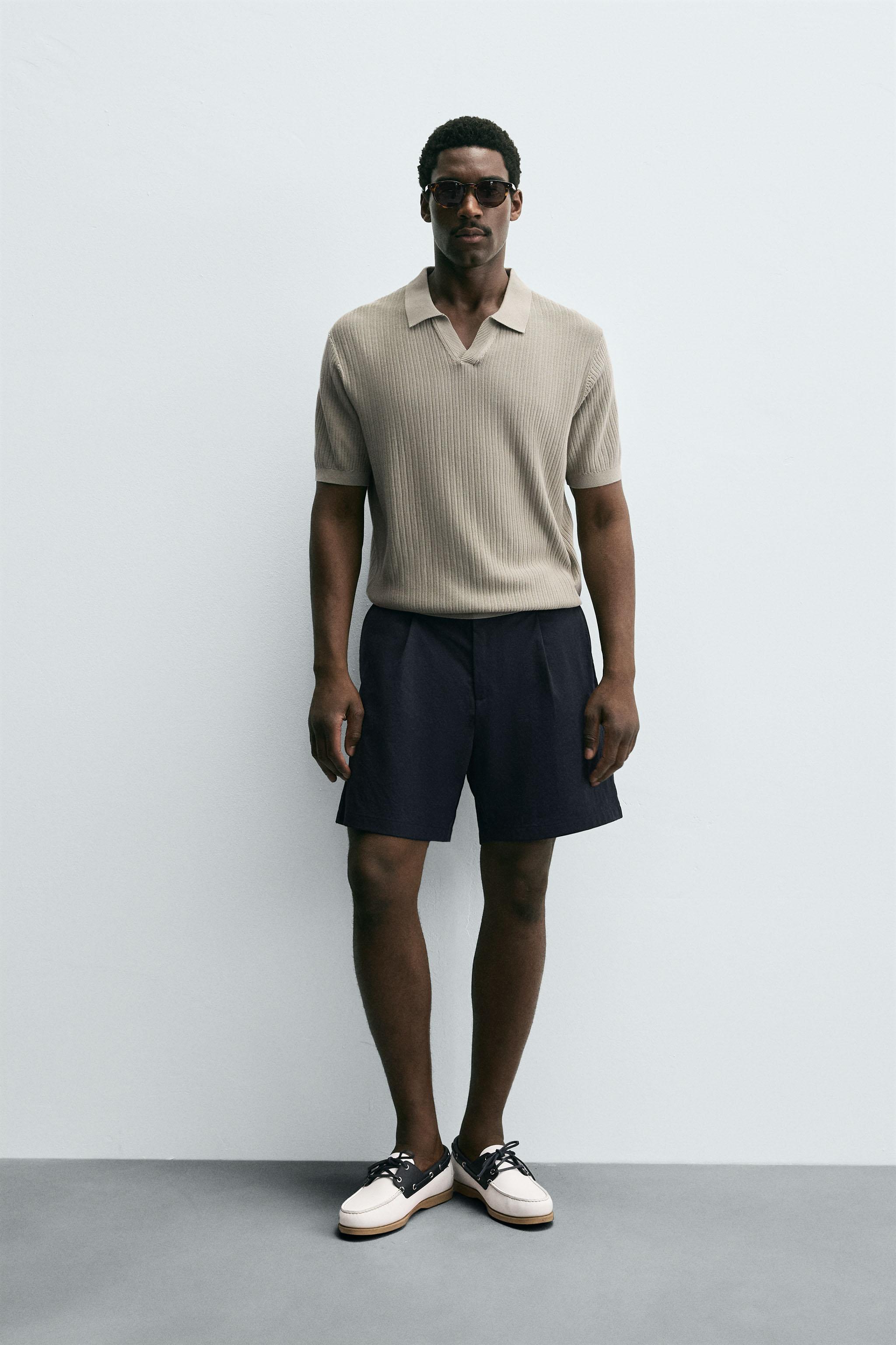 RIBBED KNIT POLO SHIRT