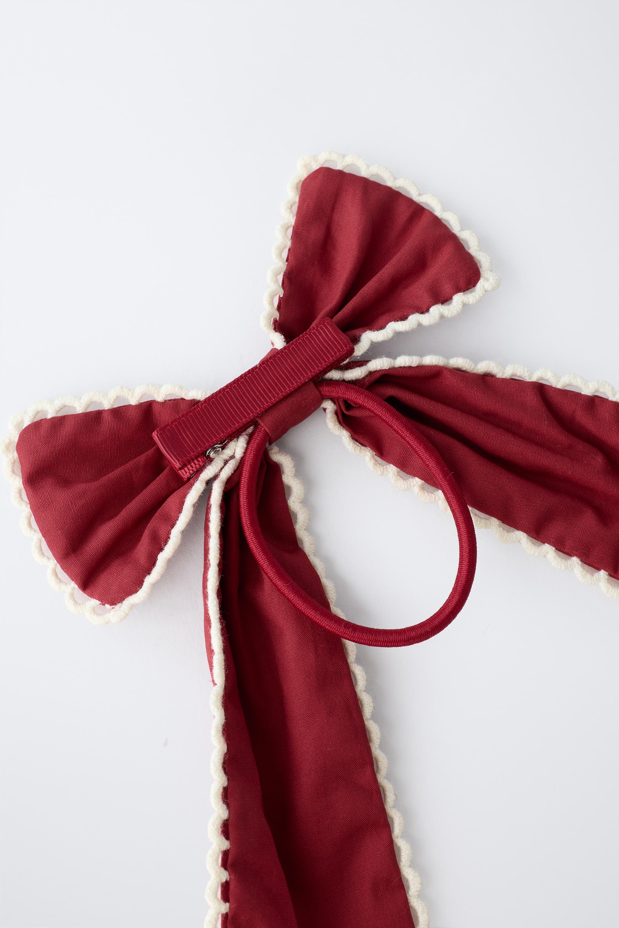 CONTRAST TRIM BOW HAIR TIE