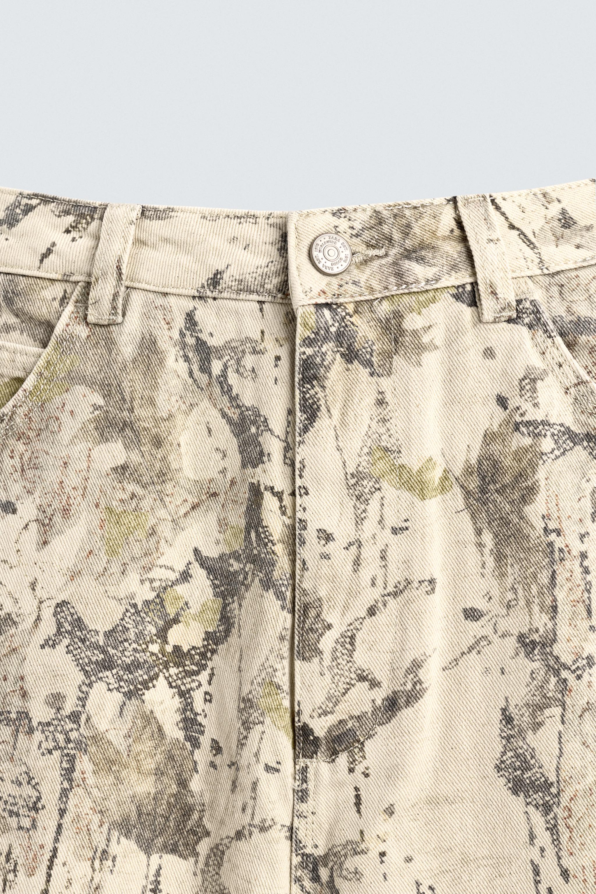 ABSTRACT PRINT BAGGY FIT CARPENTER PANTS