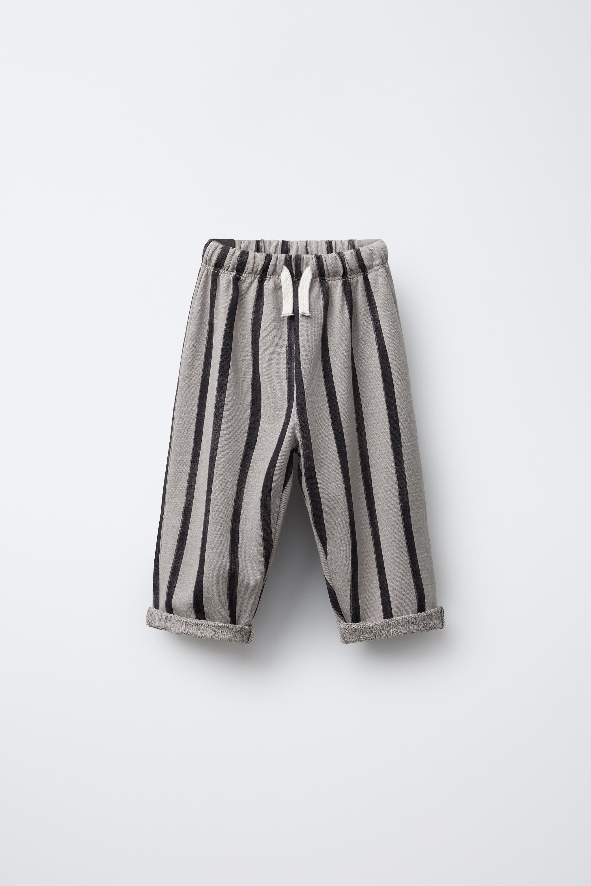 STRIPED BAGGY PLUSH PANTS