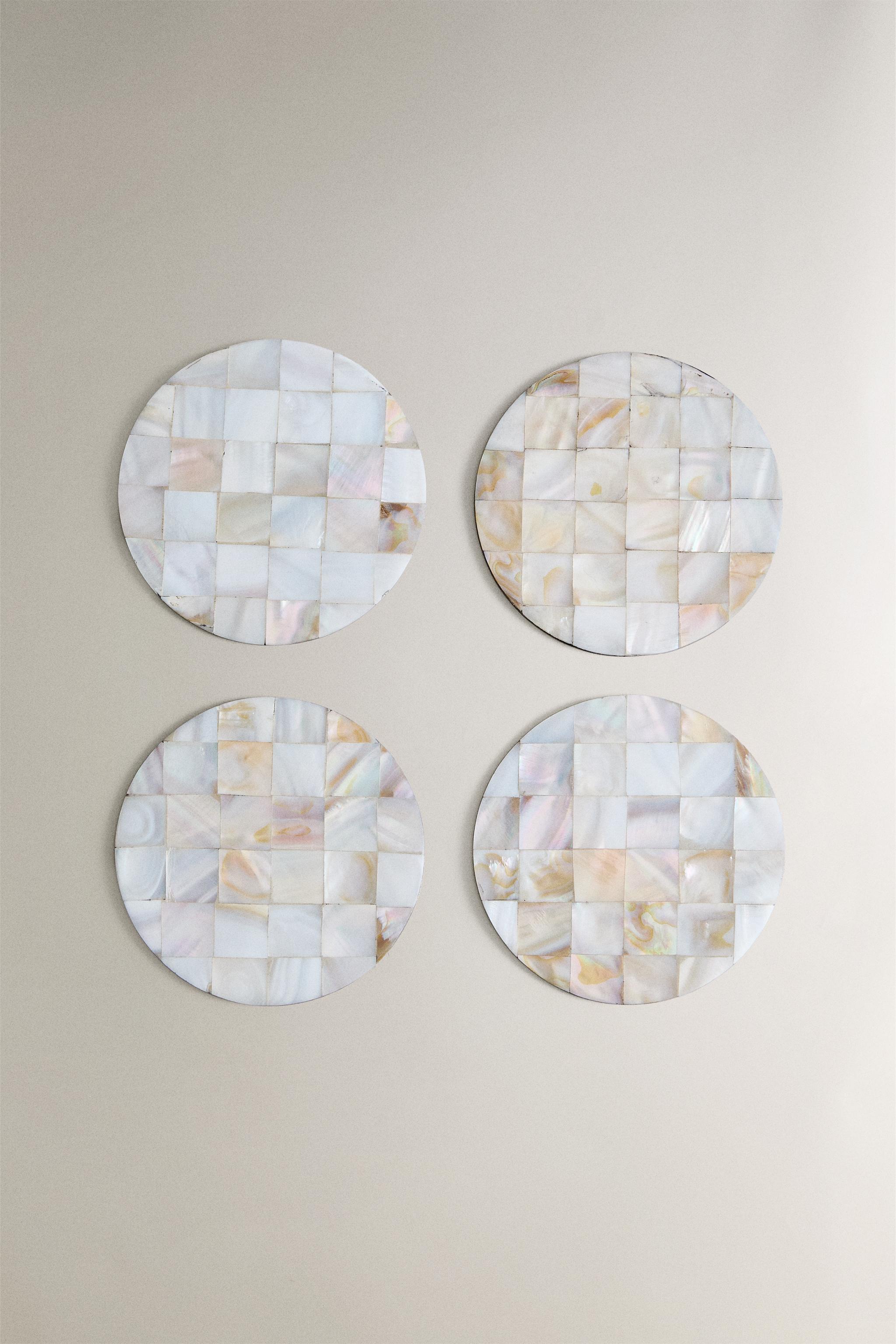 SET OF MOTHER-OF-PEARL COASTERS (SET OF 4)