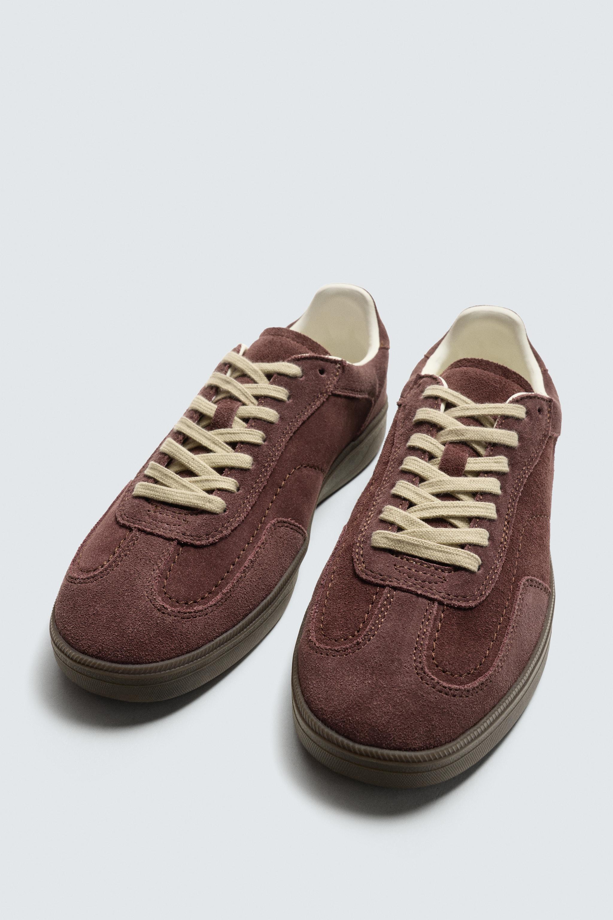 CONTRAST SOLE LEATHER SNEAKERS