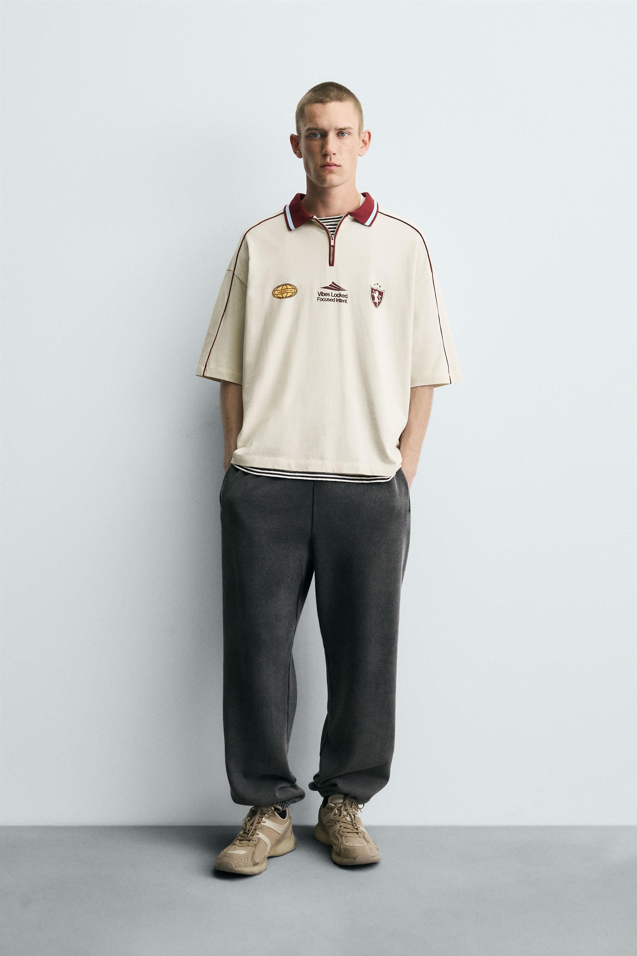 RETRO SOCCER PRINT POLO SHIRT