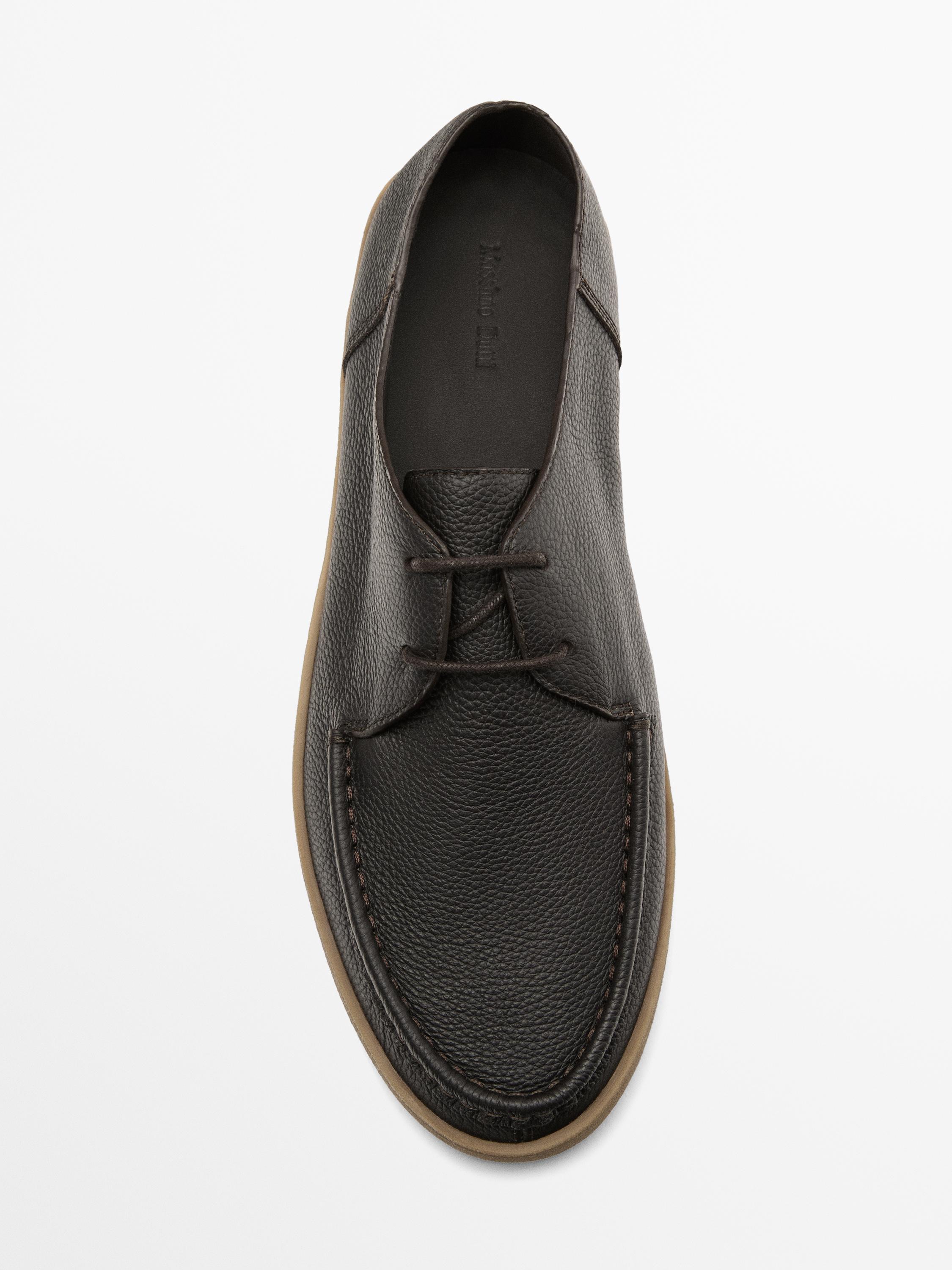 Tumbled nappa leather moc toe shoes