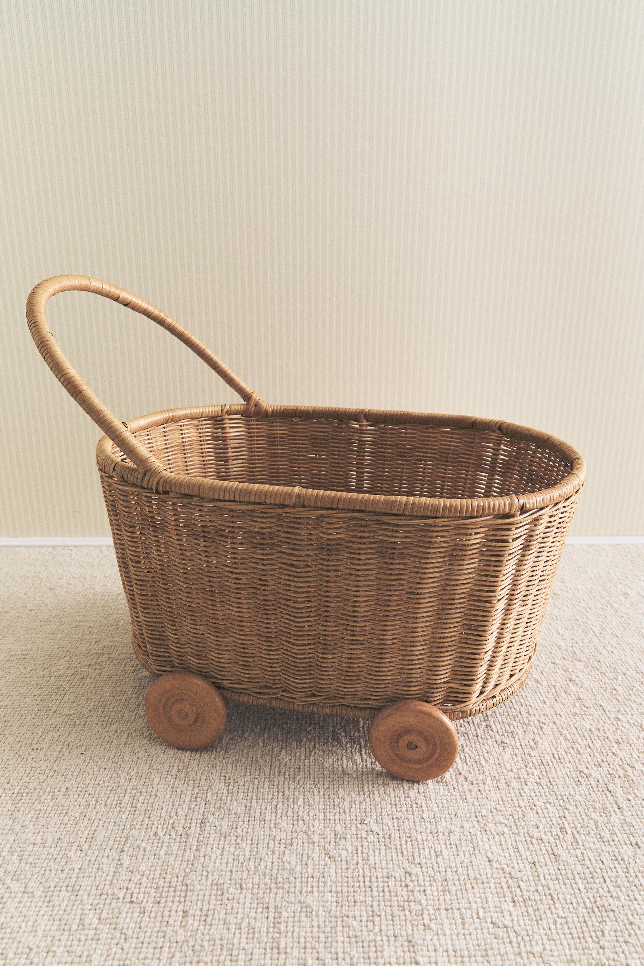 RATTAN CART WITH WHEELS