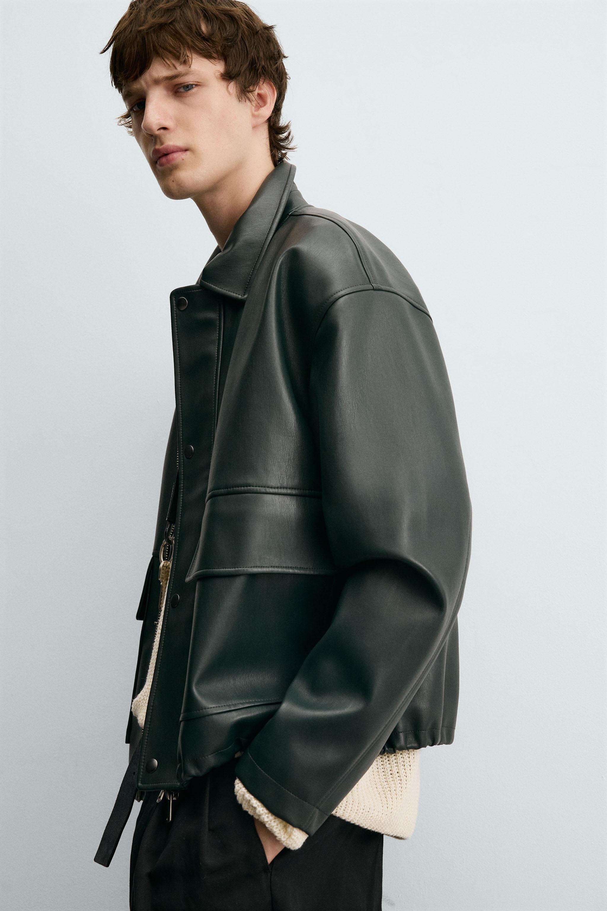 FAUX LEATHER POCKET JACKET