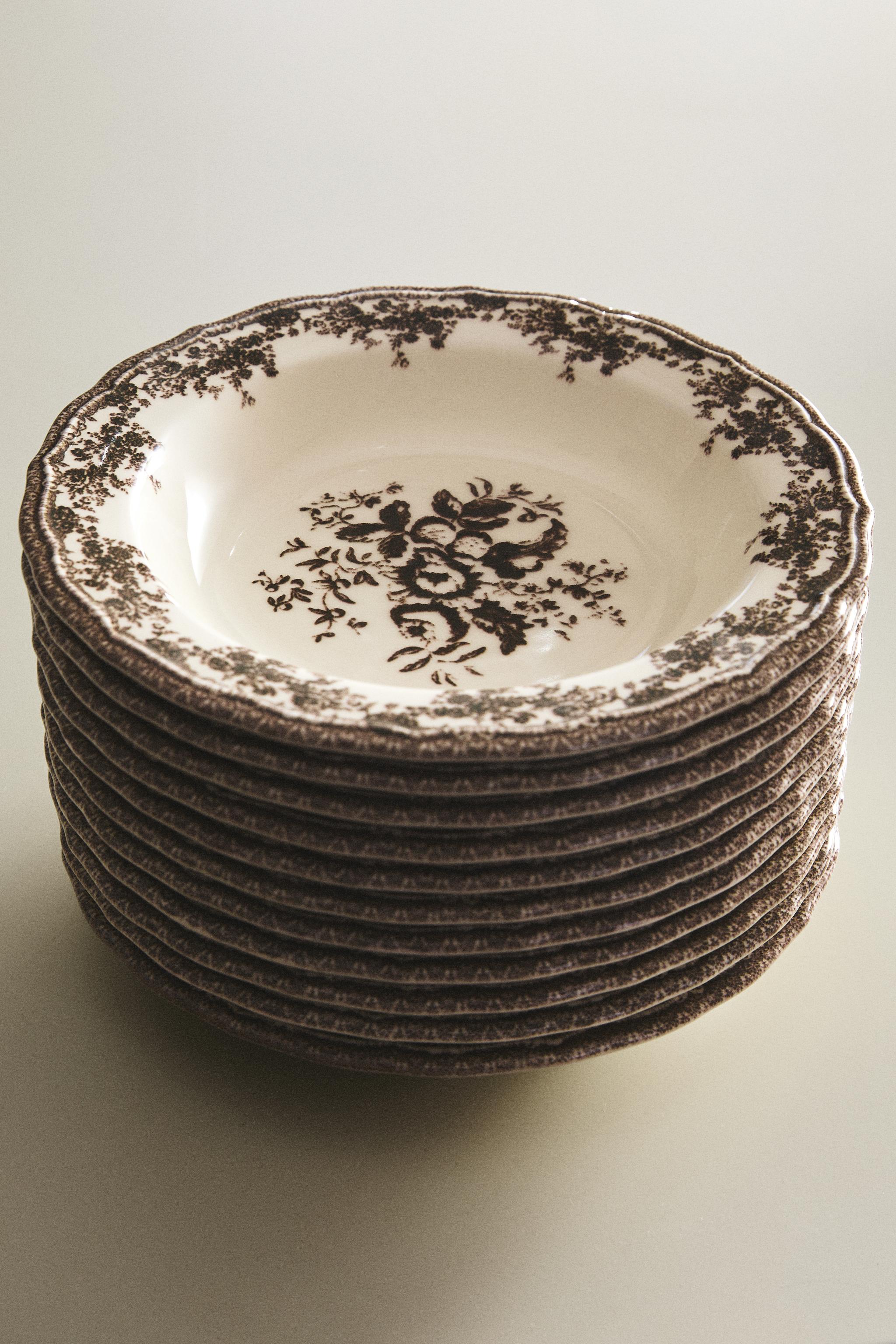 FLORAL EARTHENWARE SOUP PLATE