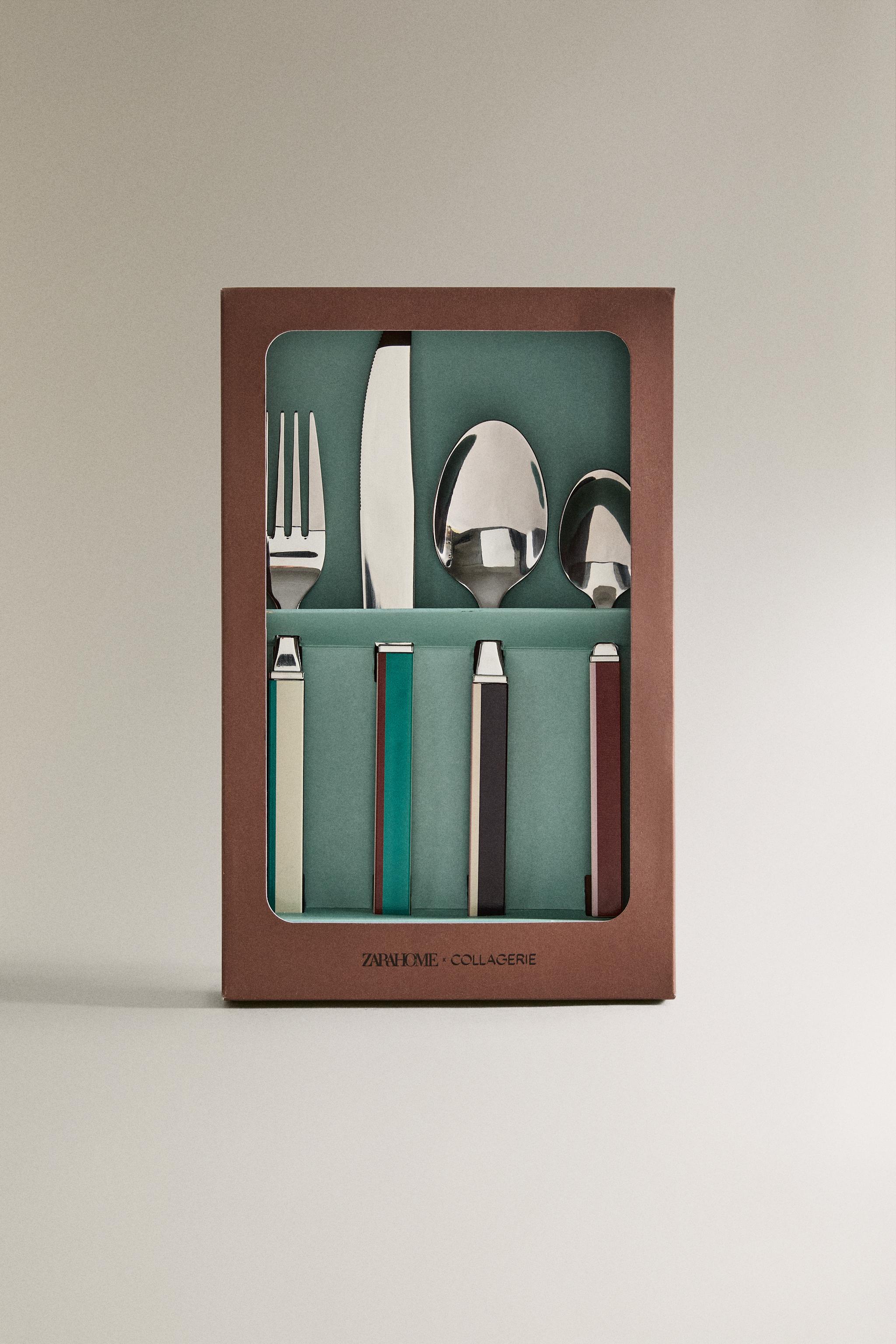 4-PIECE FLATWARE SET WITH STRIPED HANDLE X COLLAGERIE