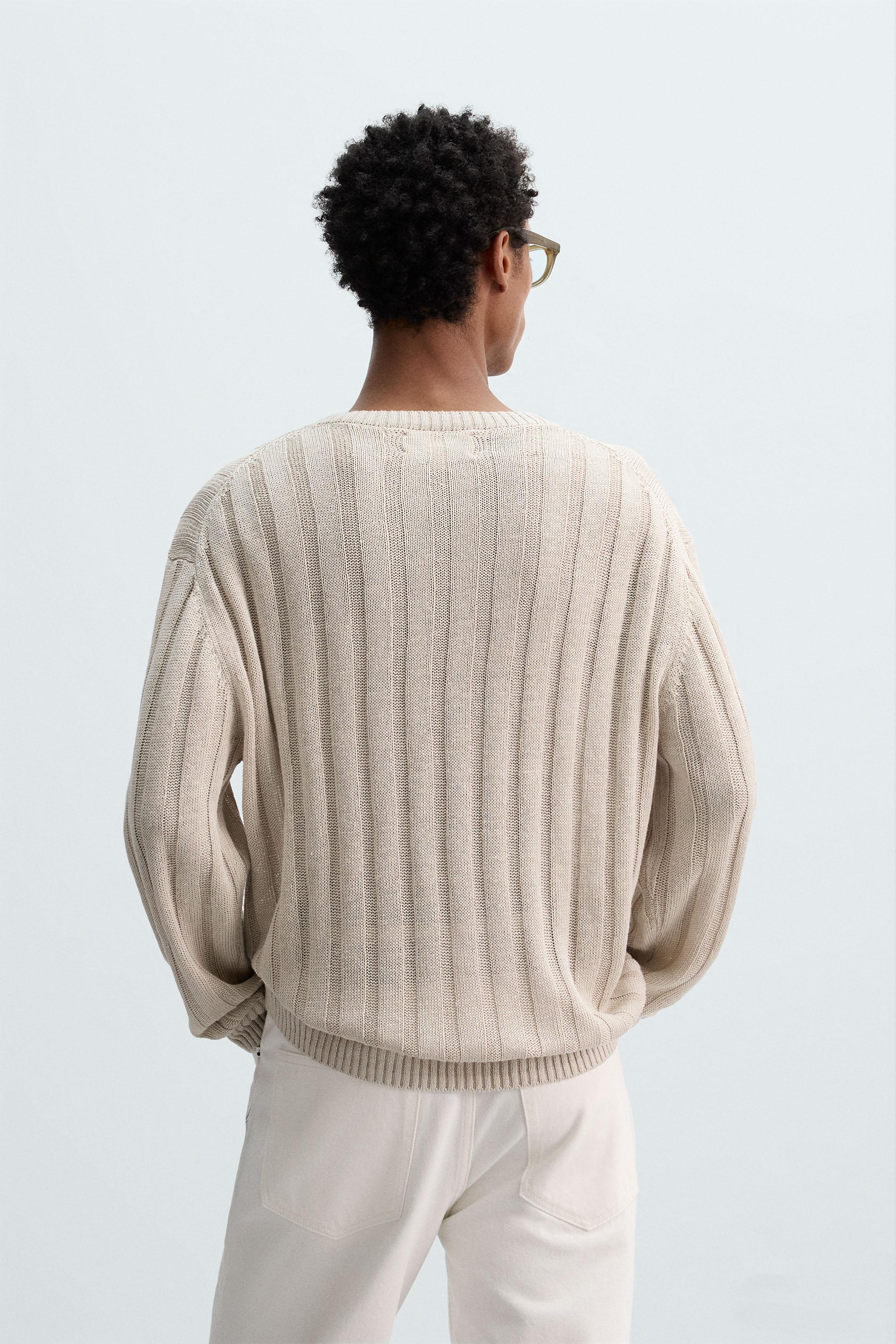 100% LINEN RIBBED SWEATER