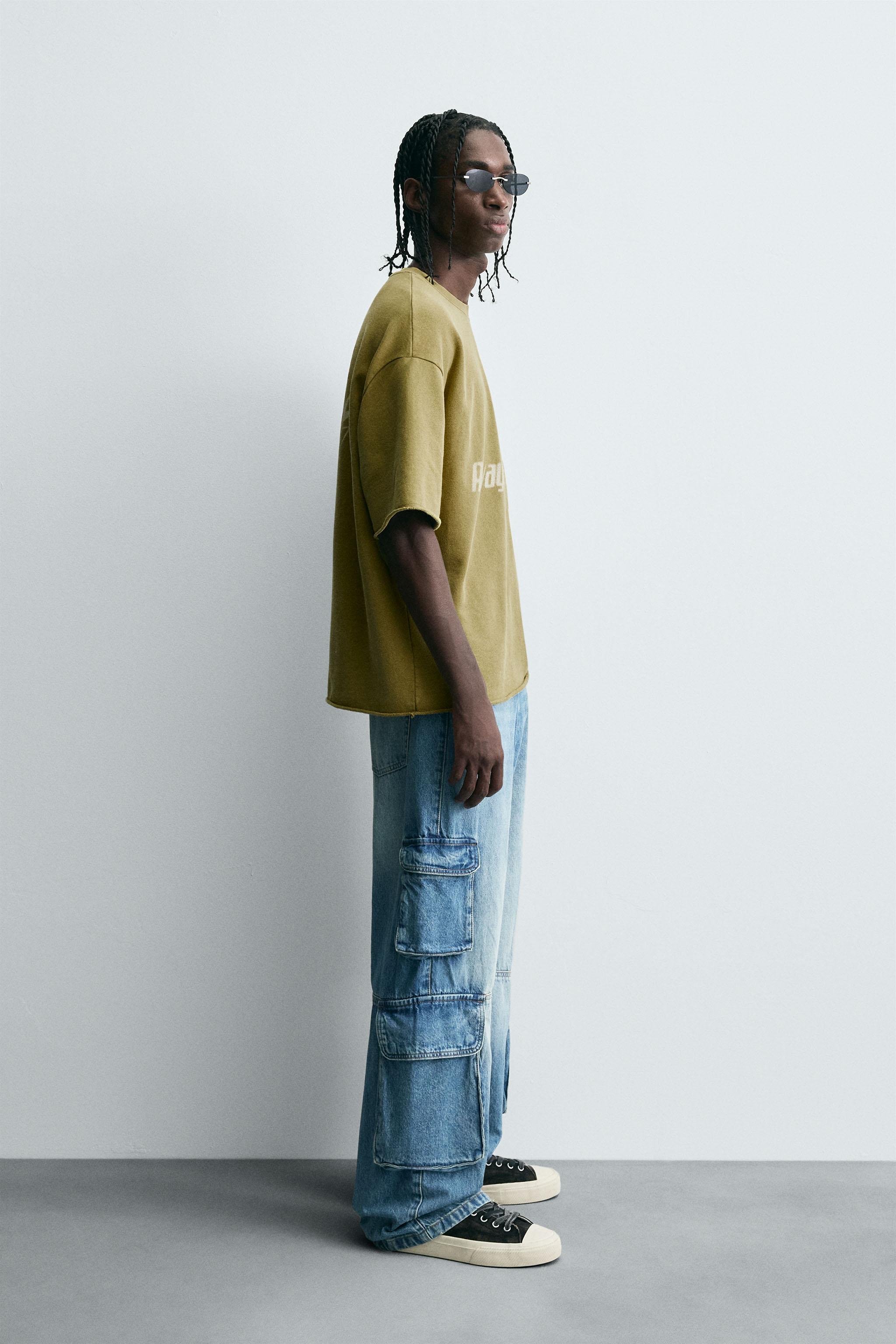 GARMENT-DYED TEXT PRINT SWEATSHIRT