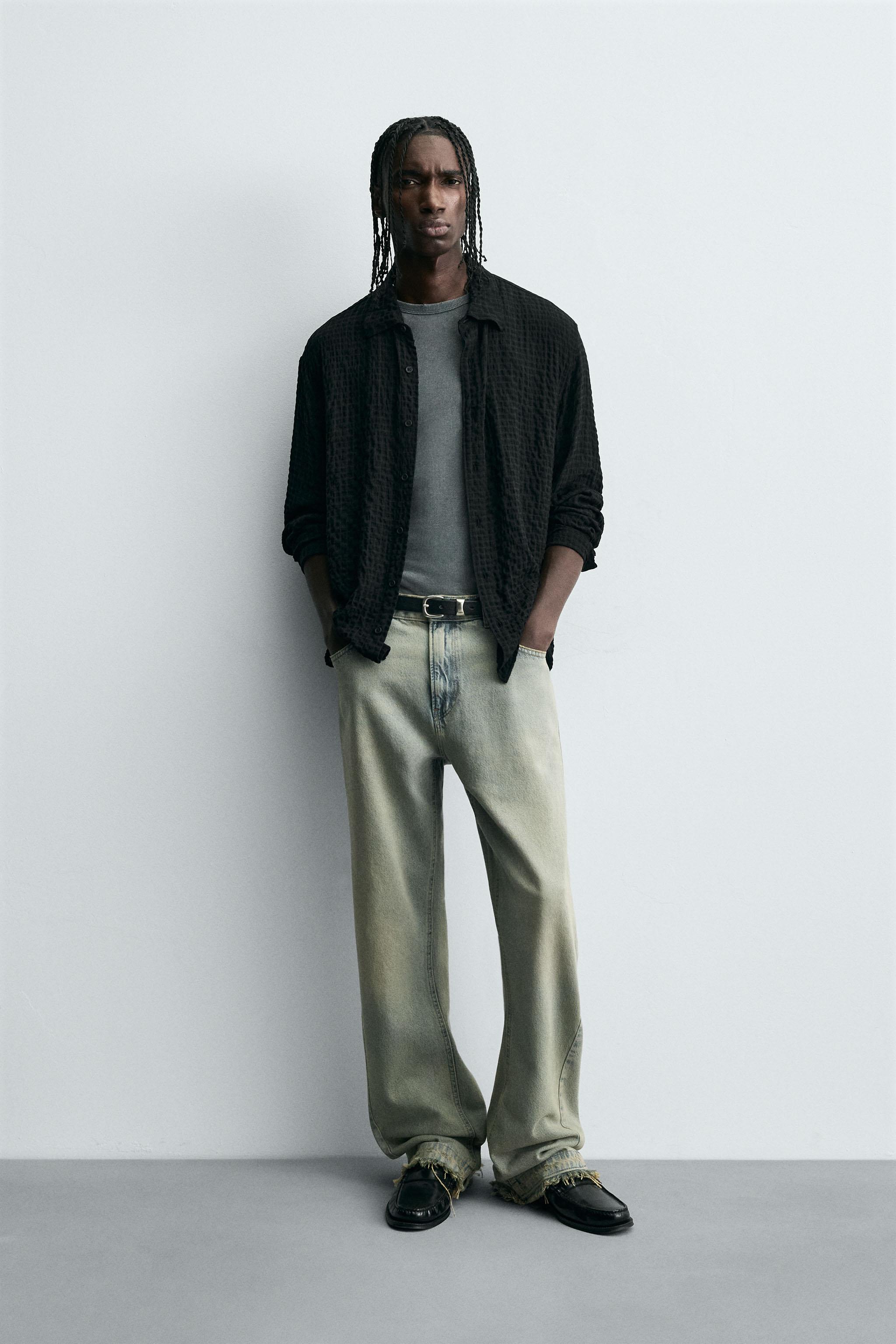 TEXTURED PLAID SHIRT