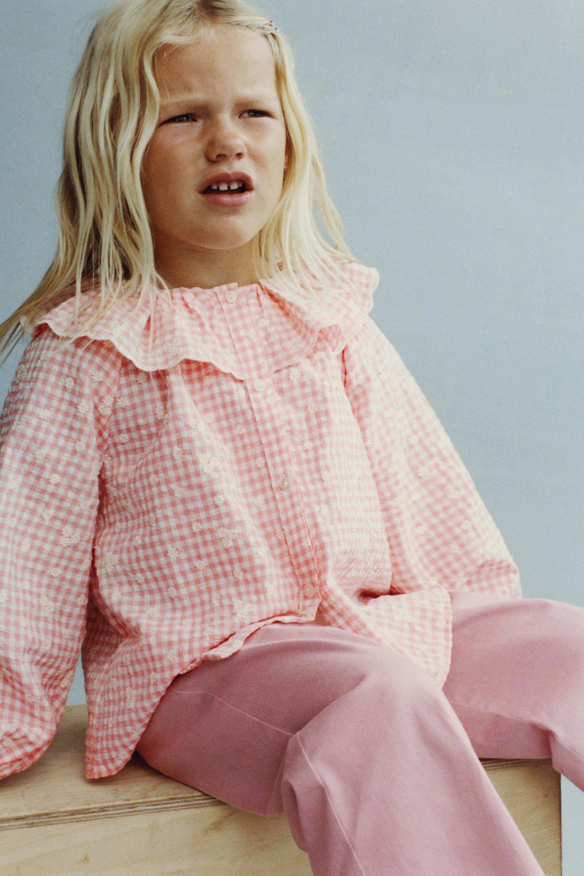 GINGHAM BLOUSE WITH EMBROIDERED FLOWERS
