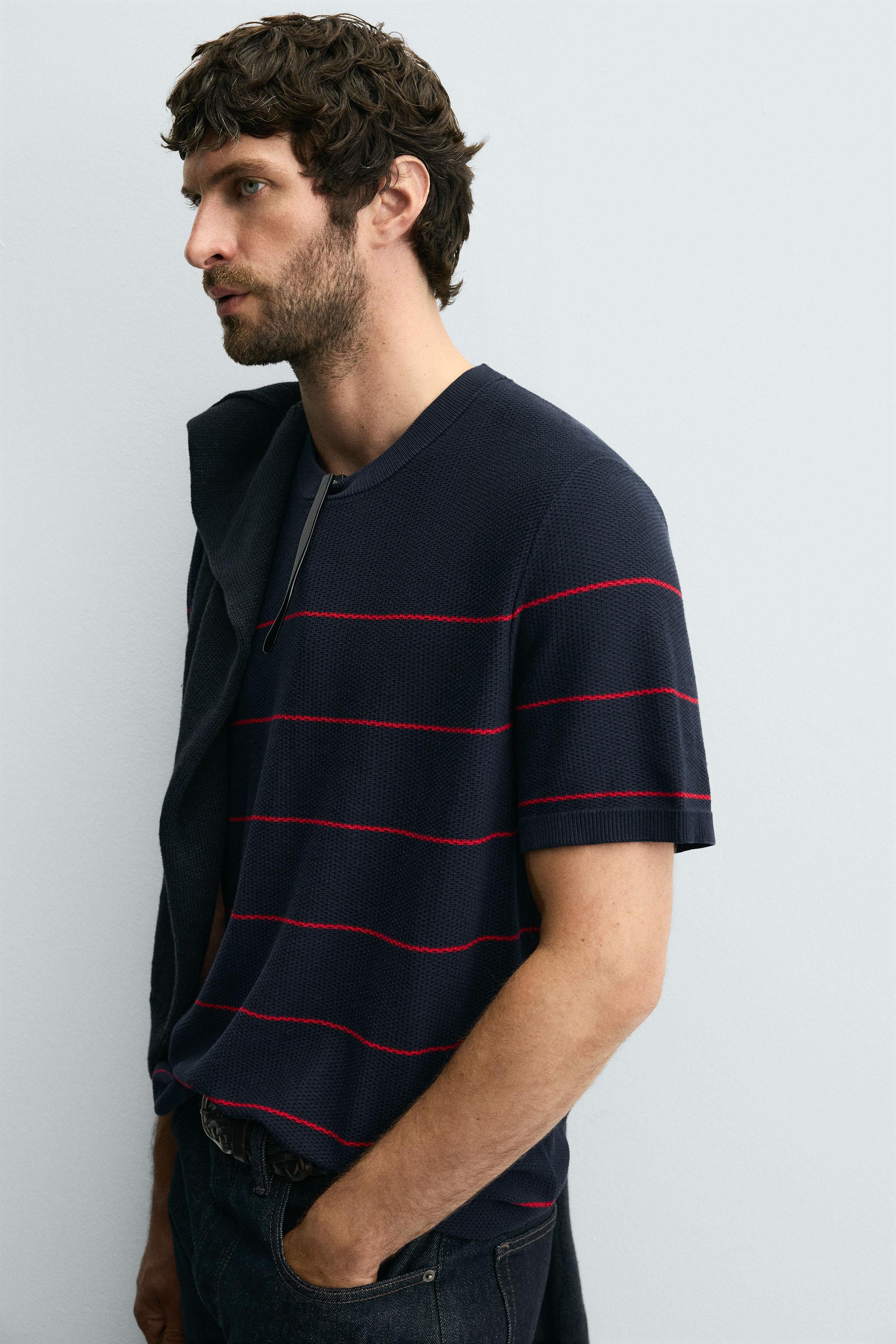 JACQUARD STRIPED KNIT T-SHIRT