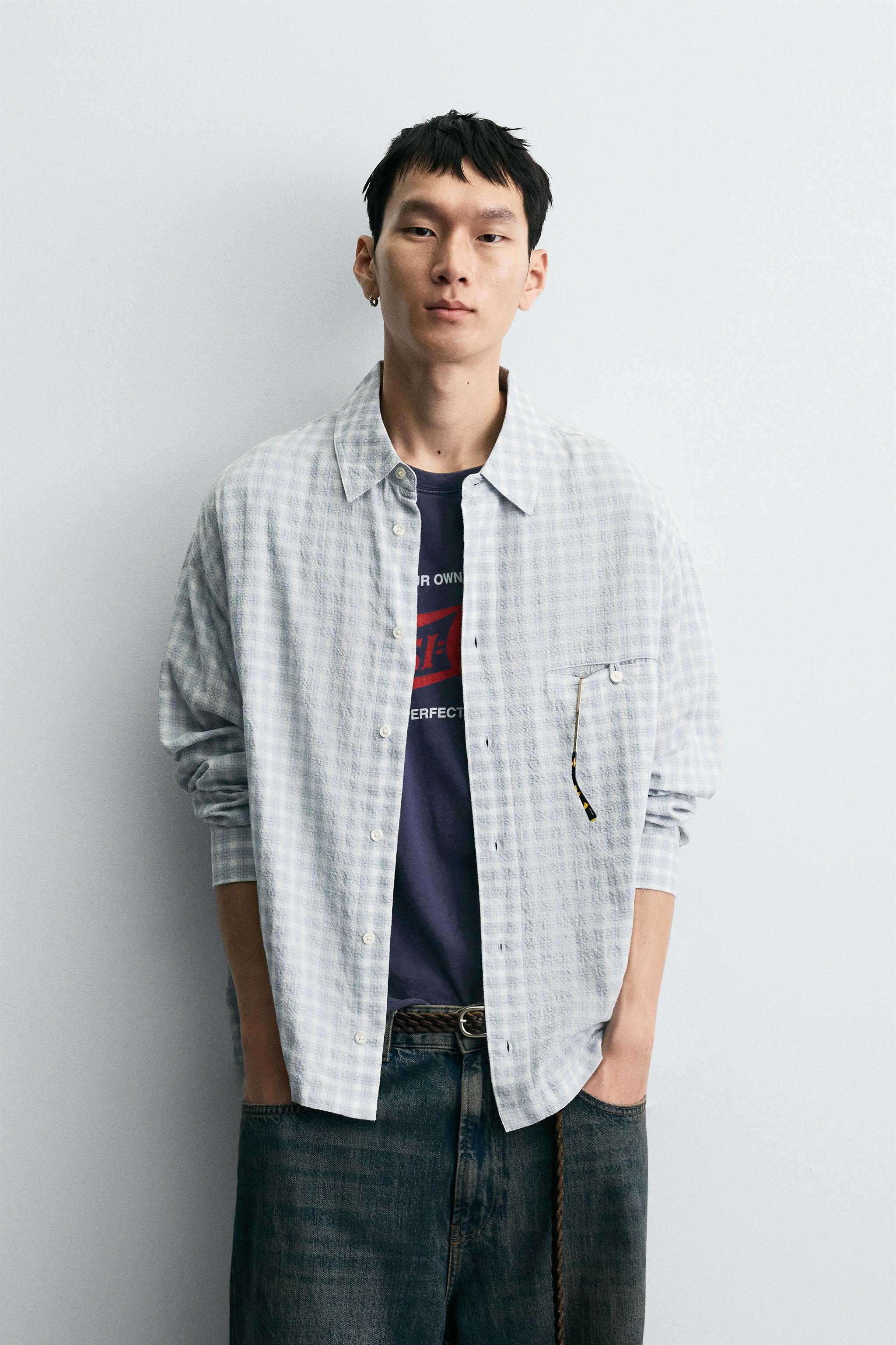 TEXTURED PLAID SHIRT