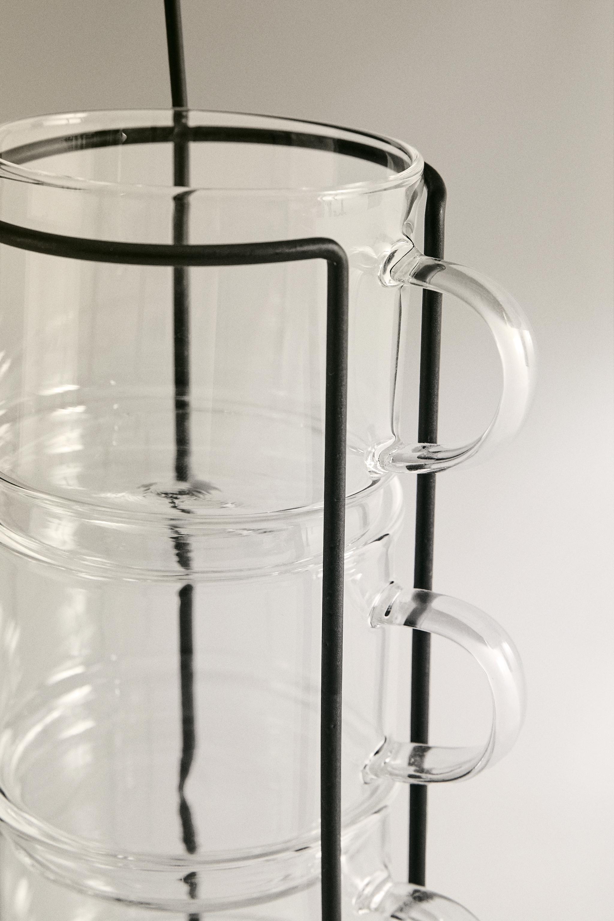 BOROSILICATE GLASS CUP TOWER (SET OF 4)