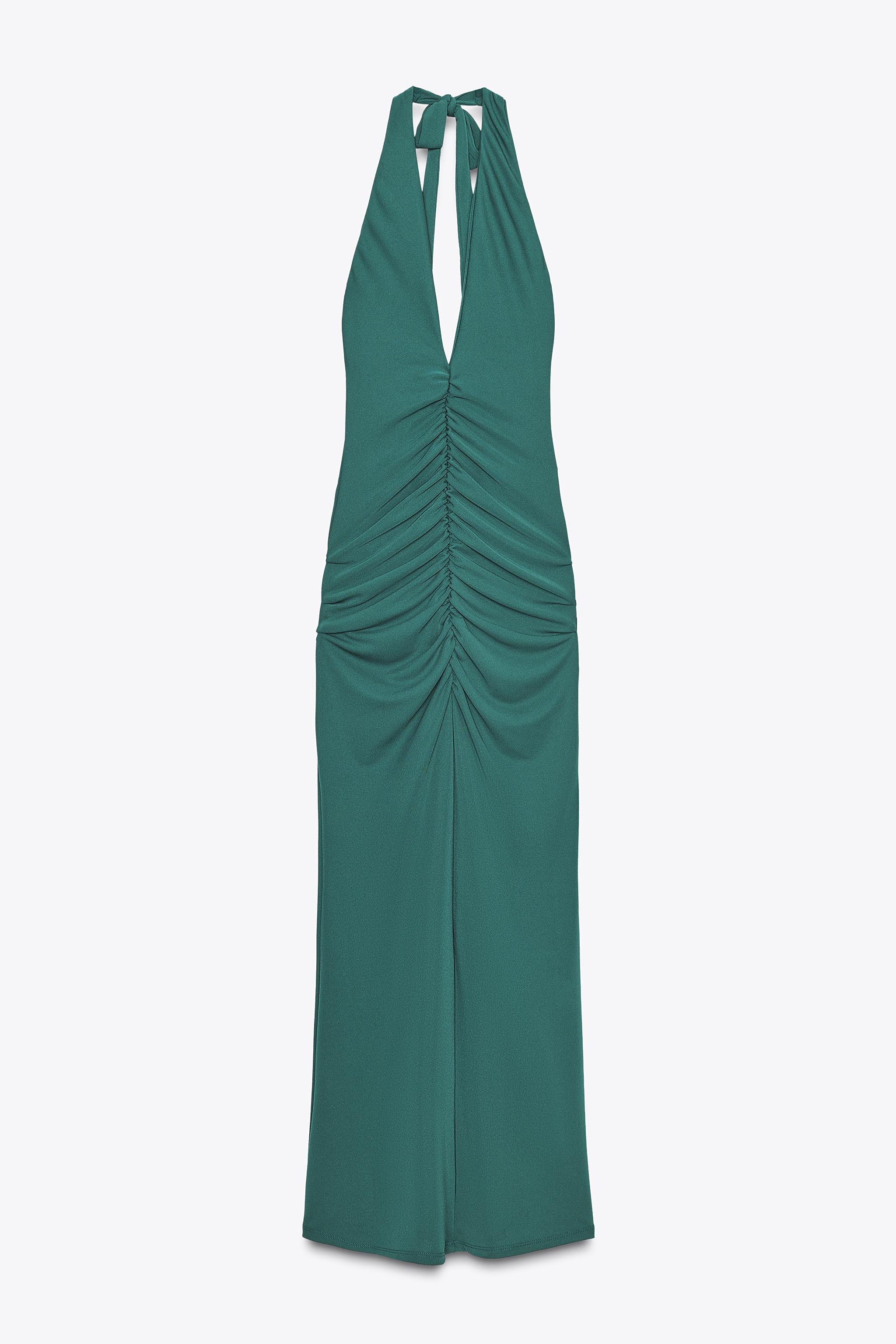RUCHED HALTER MAXI DRESS