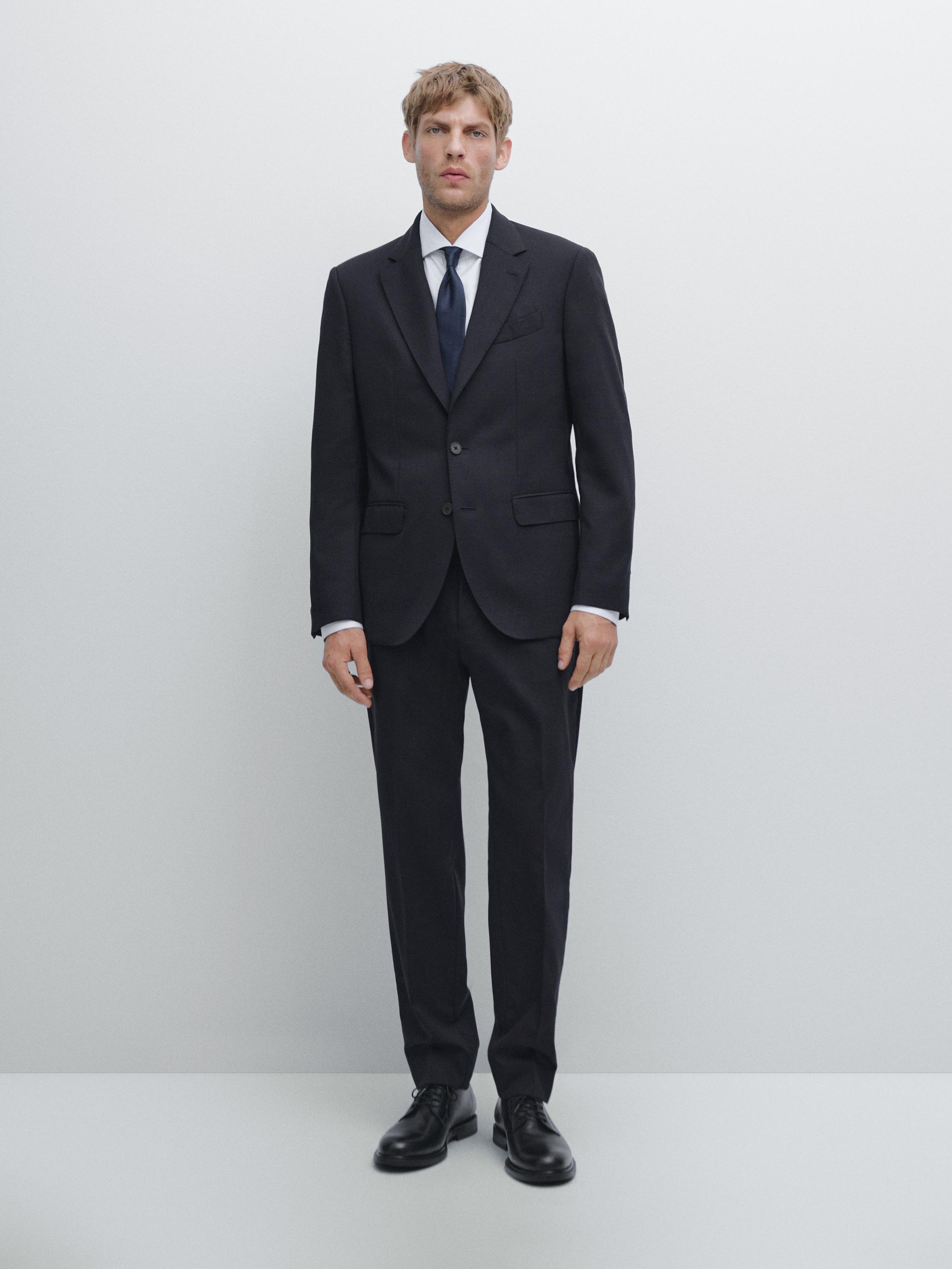 Wool blend suit trousers