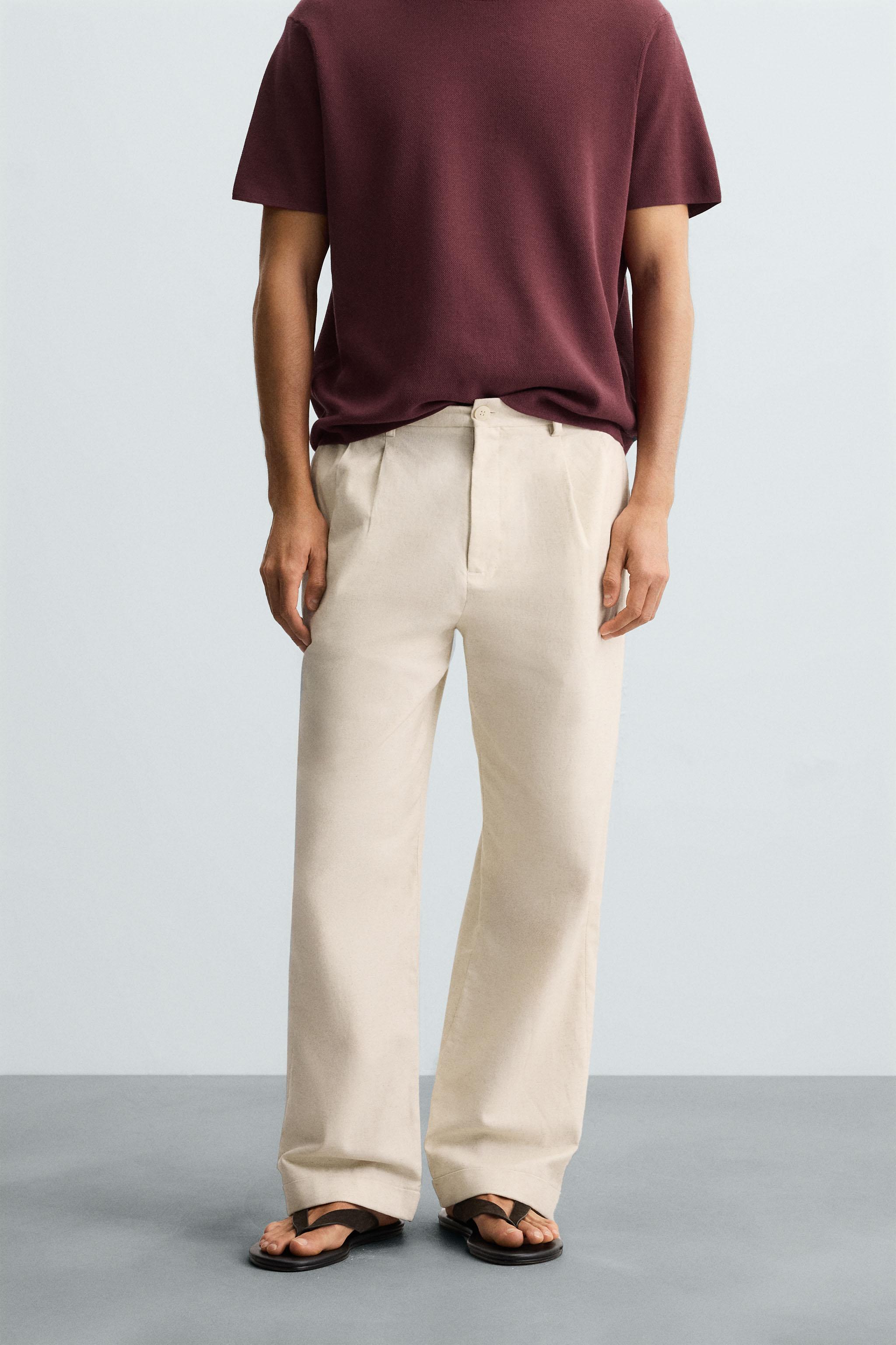 COTTON - LINEN PLEATED PANTS