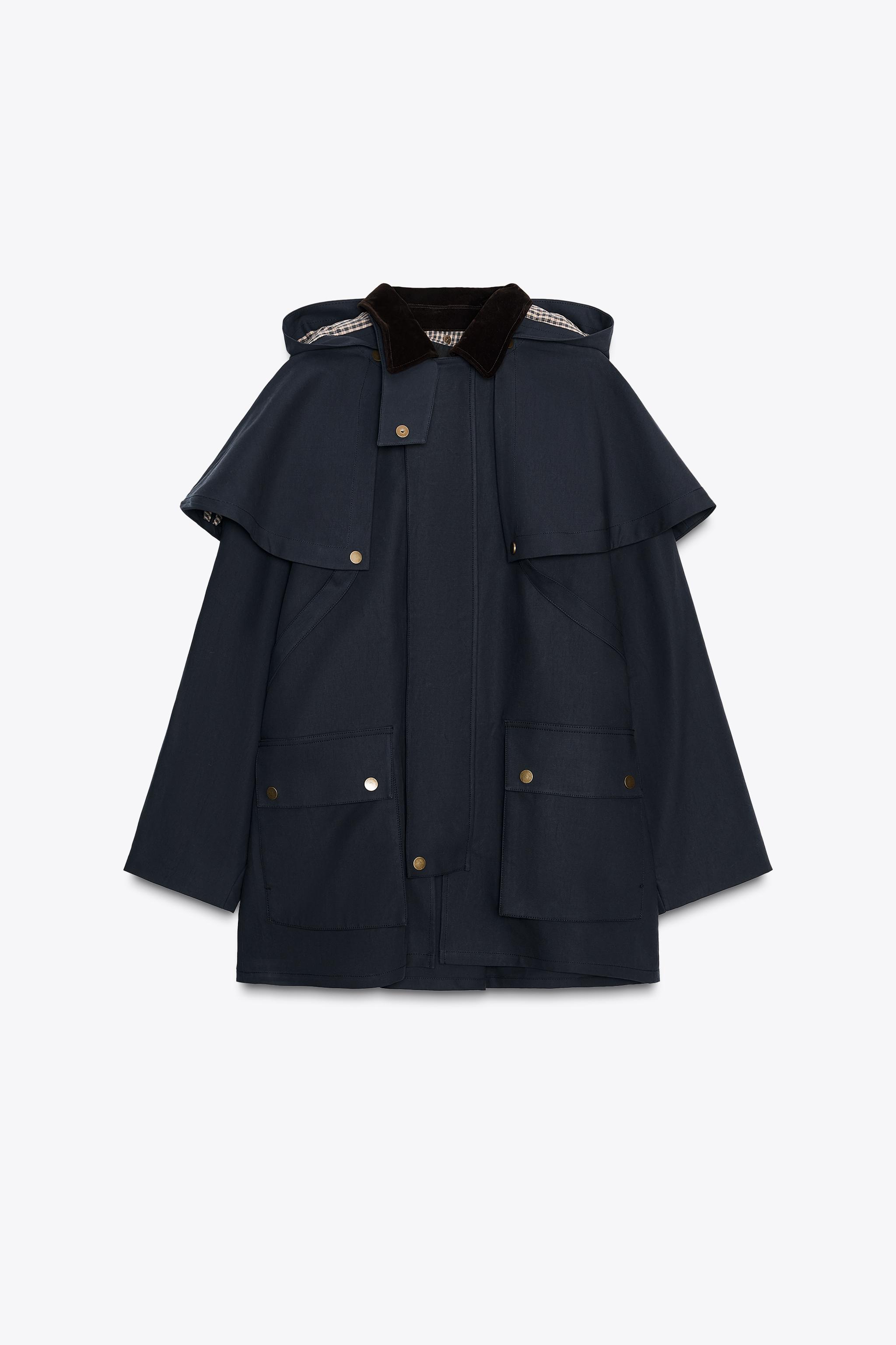 CONTRAST COLLAR HOODED TRENCH ZW COLLECTION