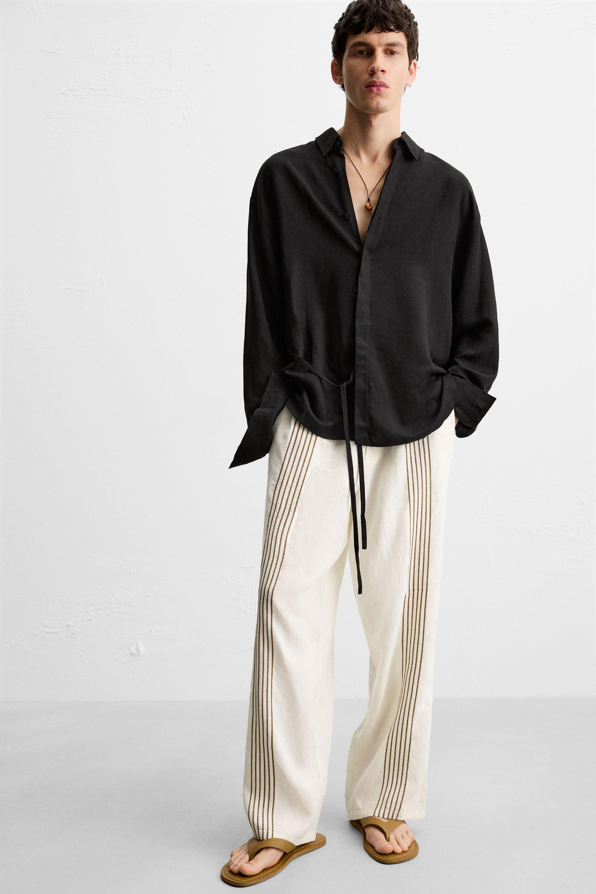 100% LINEN EMBROIDERED PANTS