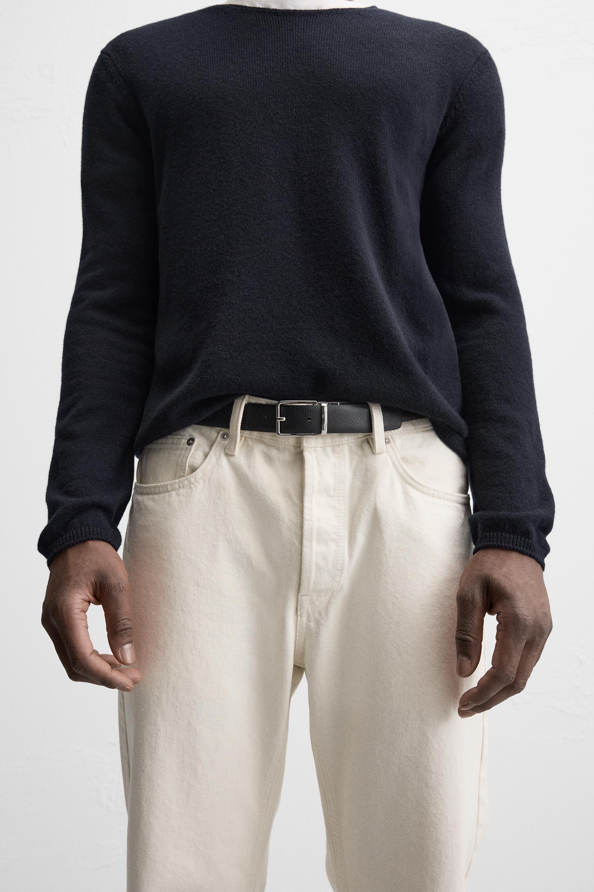 REVERSIBLE CONTRAST LEATHER BELT