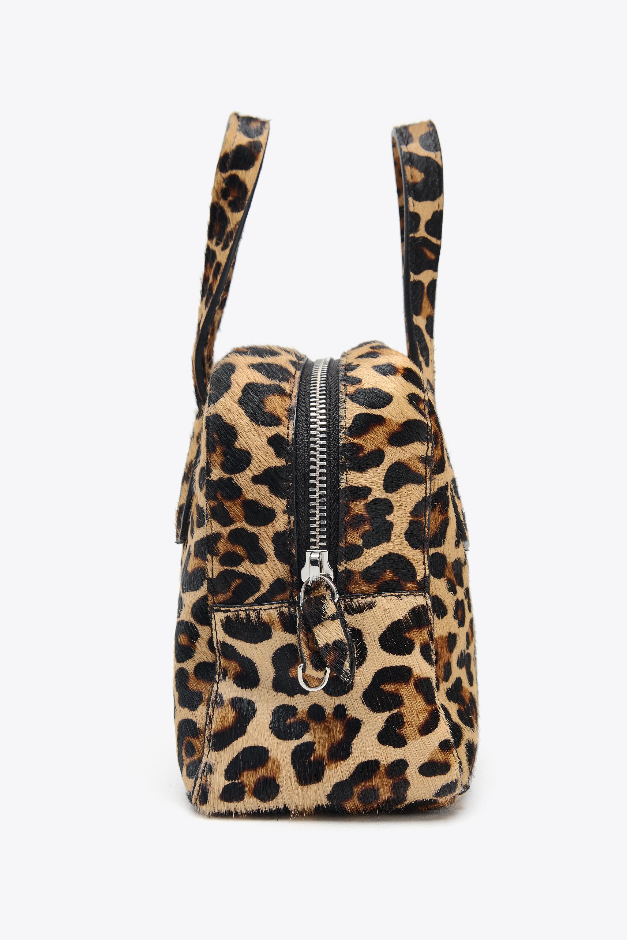 ANIMAL PRINT FUR MINI BOWLING BAG
