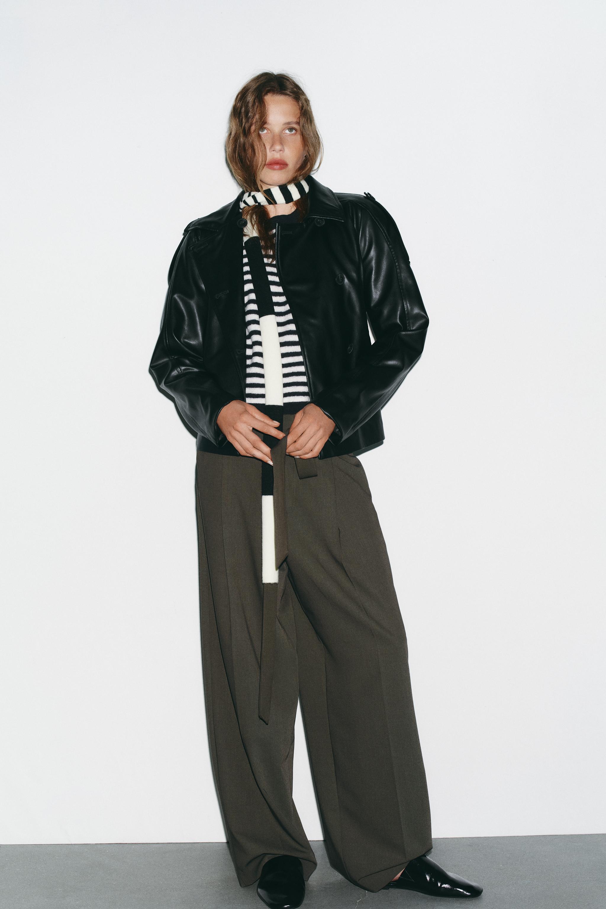 SHORT FAUX LEATHER TRENCH COAT