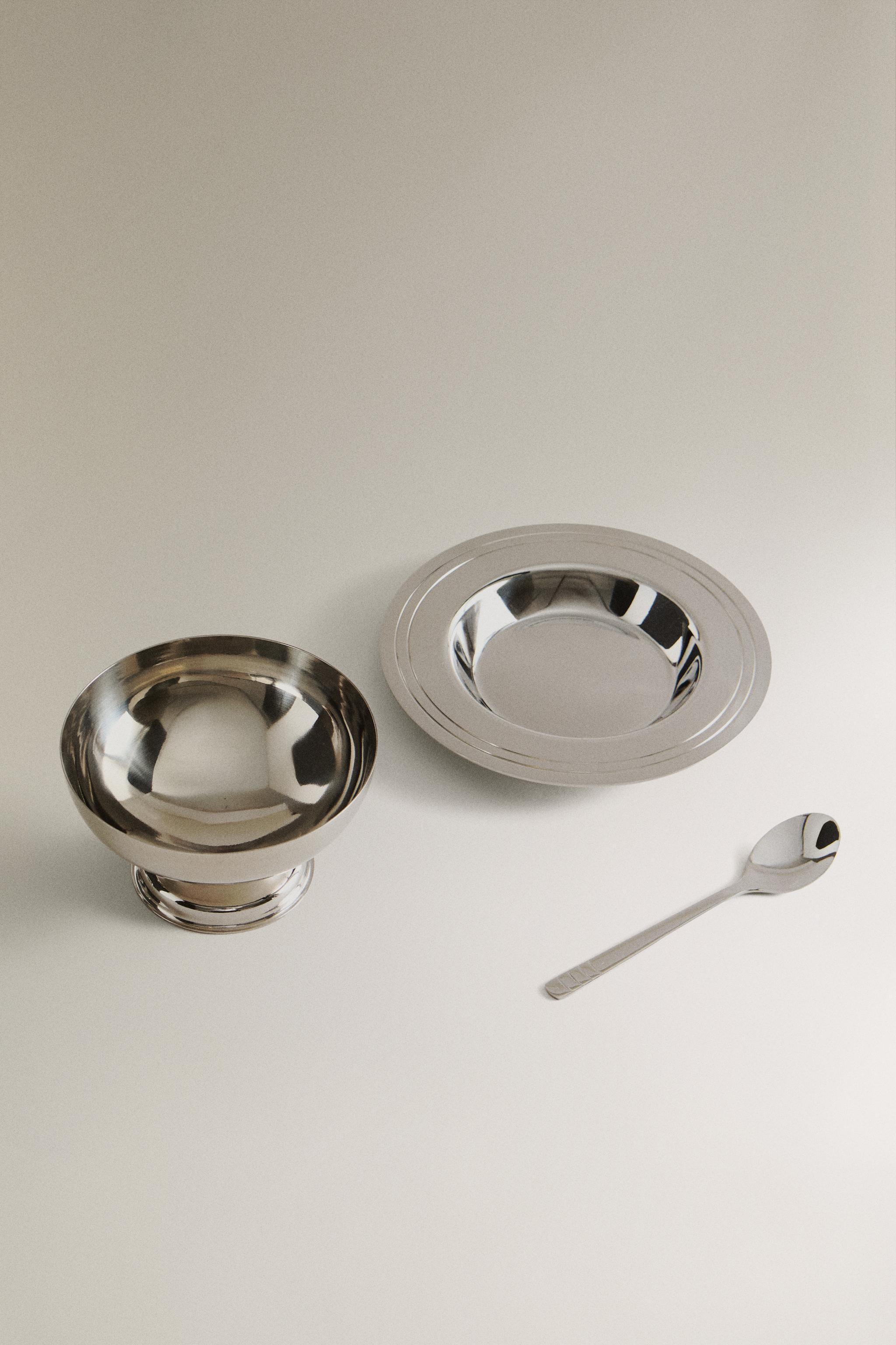 SHINY METAL ICE-CREAM CUP SET