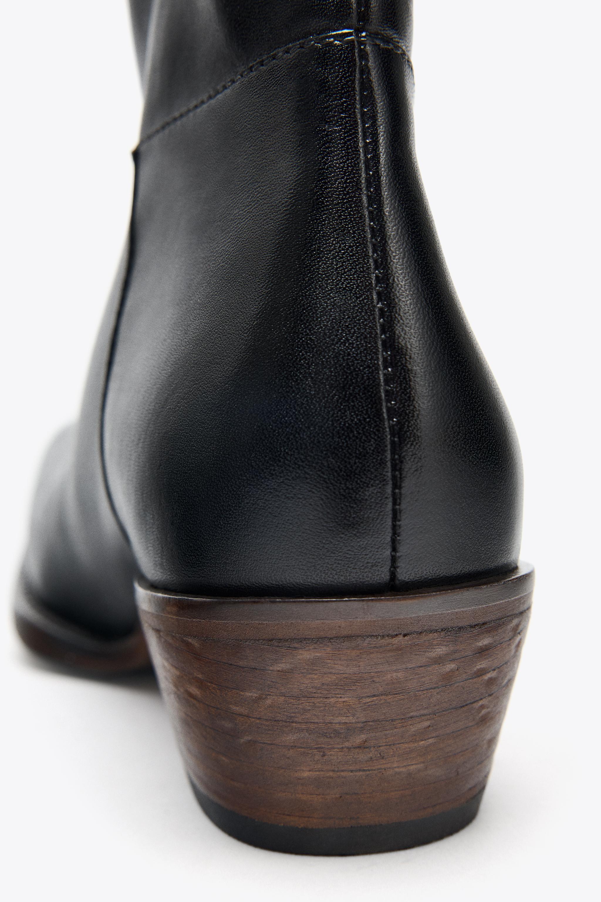 LEATHER COWBOY ANKLE BOOTS