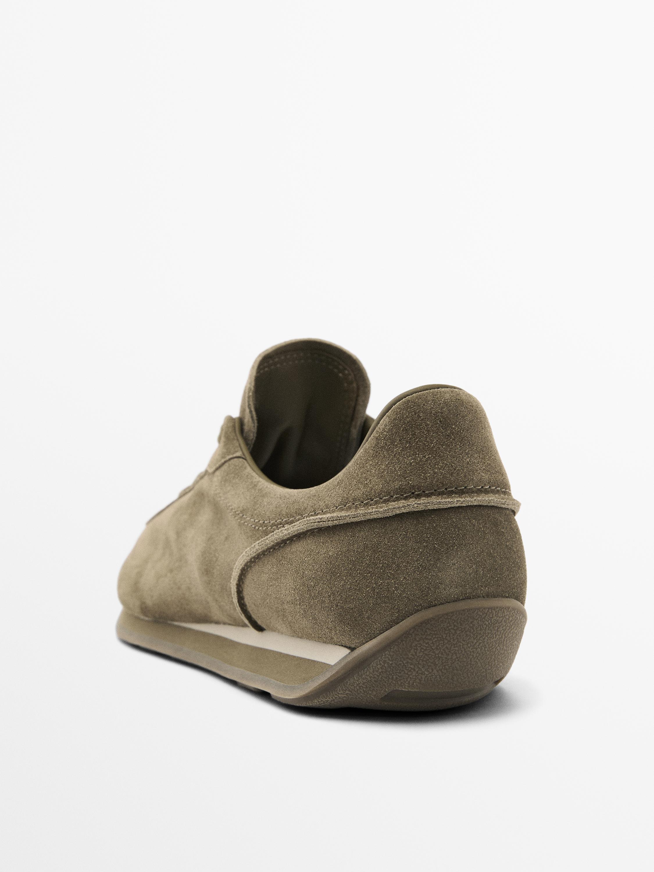 Split suede trainers