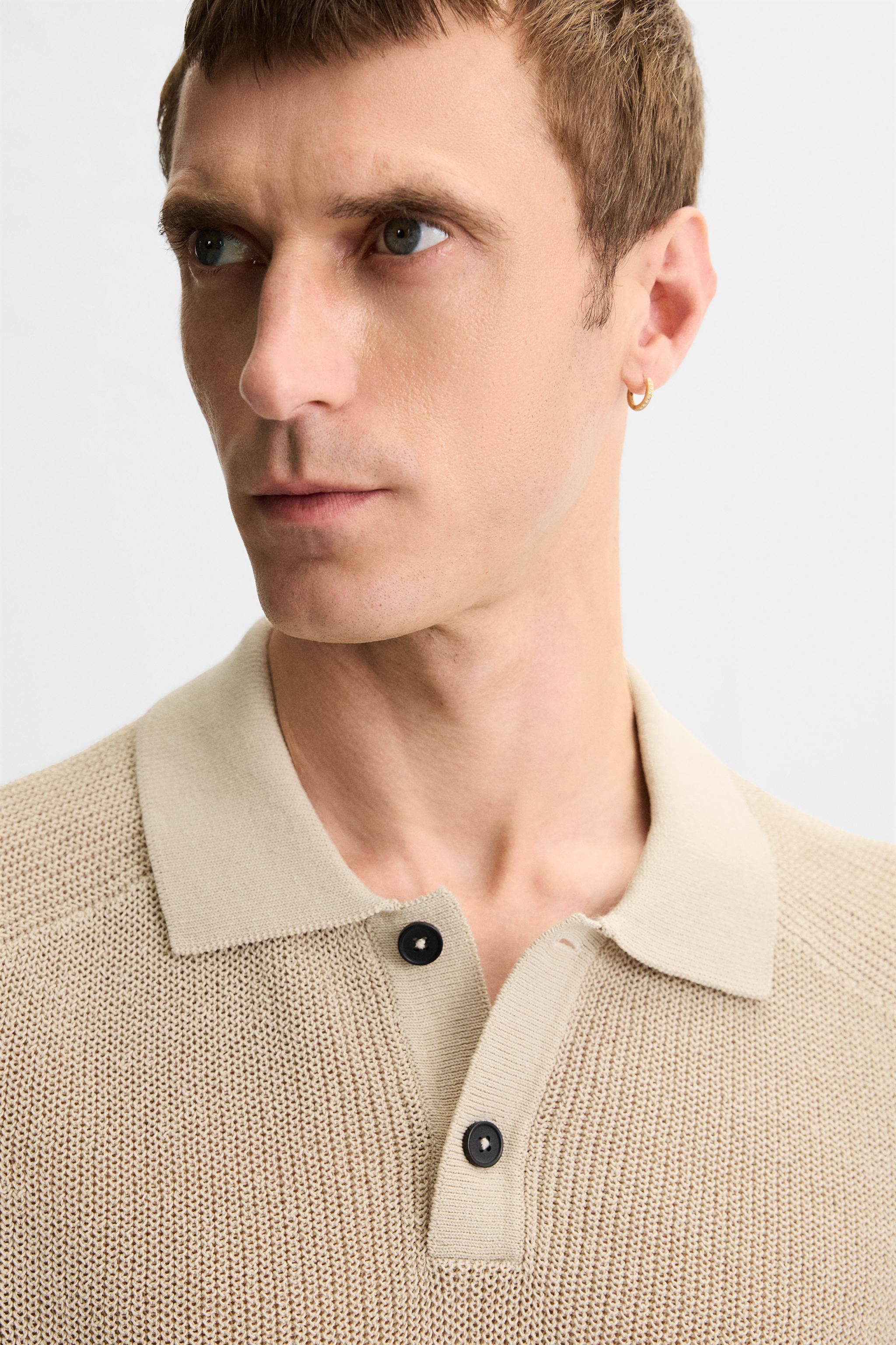 TEXTURED KNIT POLO SHIRT